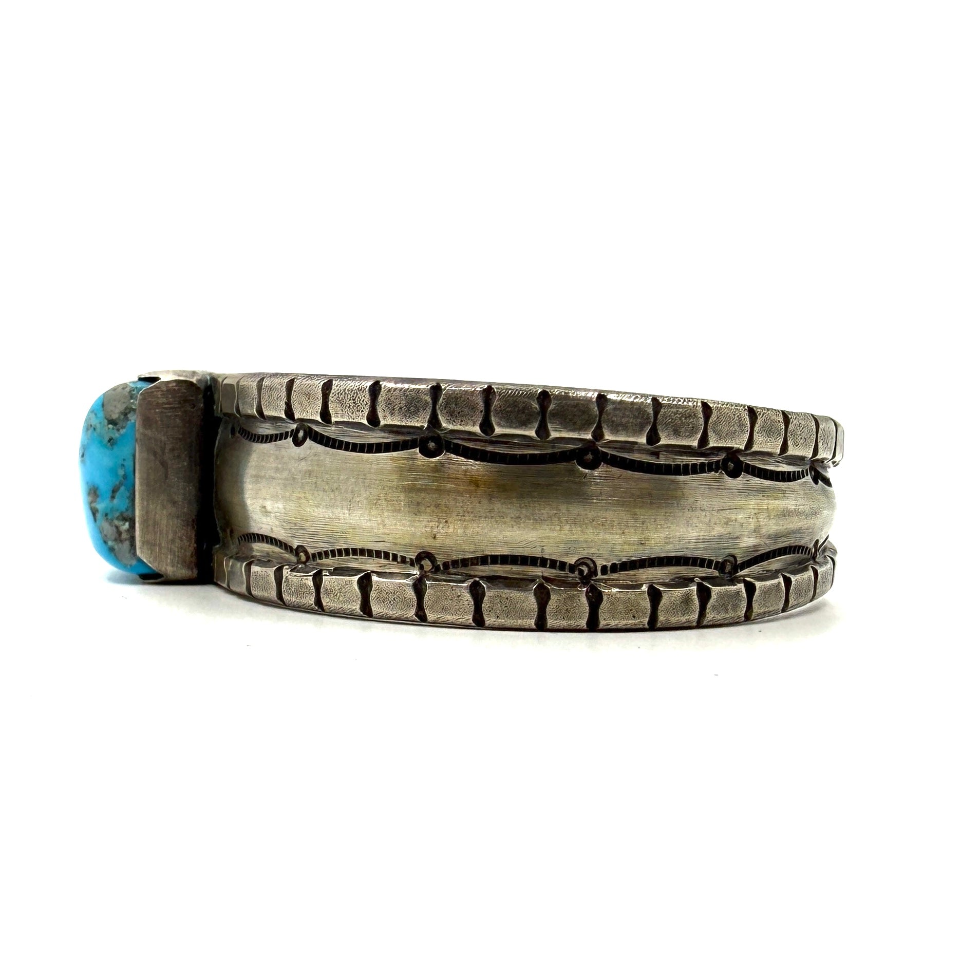 Rio Sterling Silver Tufa Cast Cuff with Kingman Turquoise