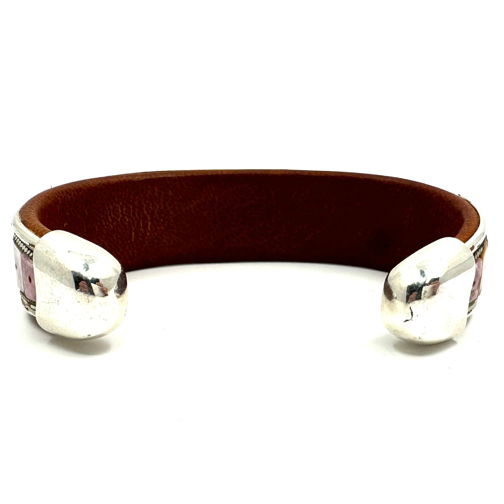 Charlie Favour Turquoise Inlay Cuff with Spiny Oyster Shell Beads