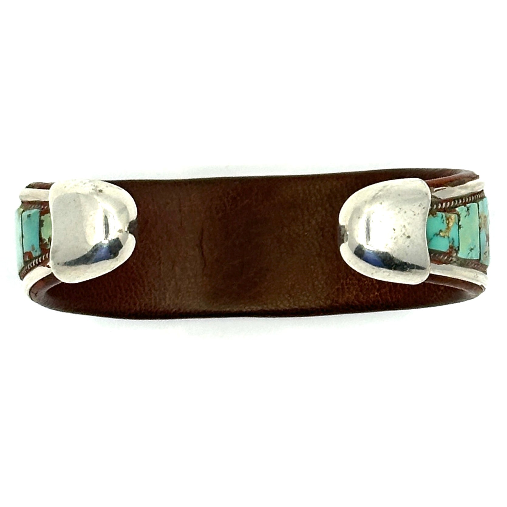 Charlie Favour Turquoise Inlay Cuff with Spiny Oyster Shell