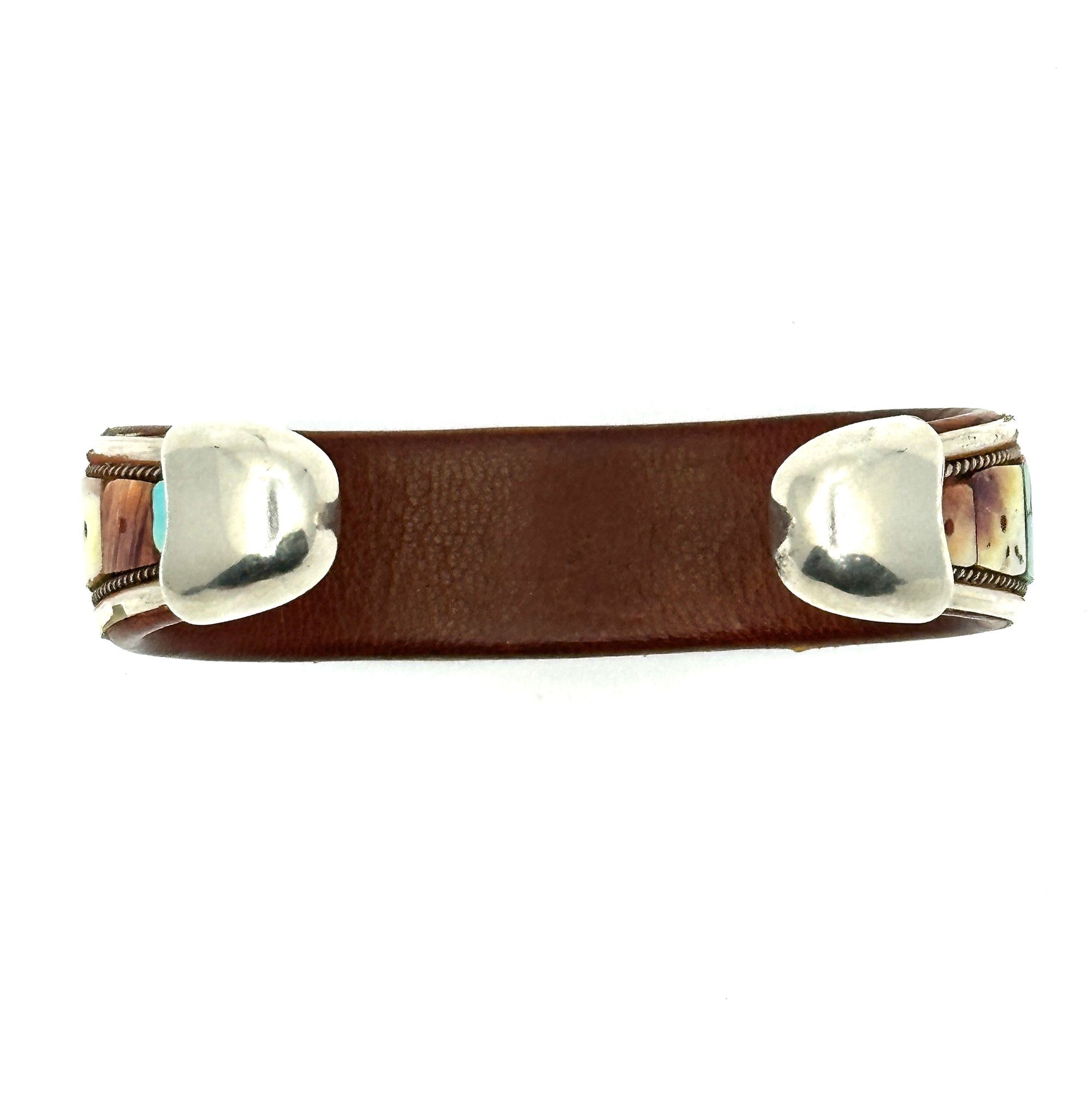 Charlie Favour Turquoise Inlay Cuff with Spiny Oyster Shell