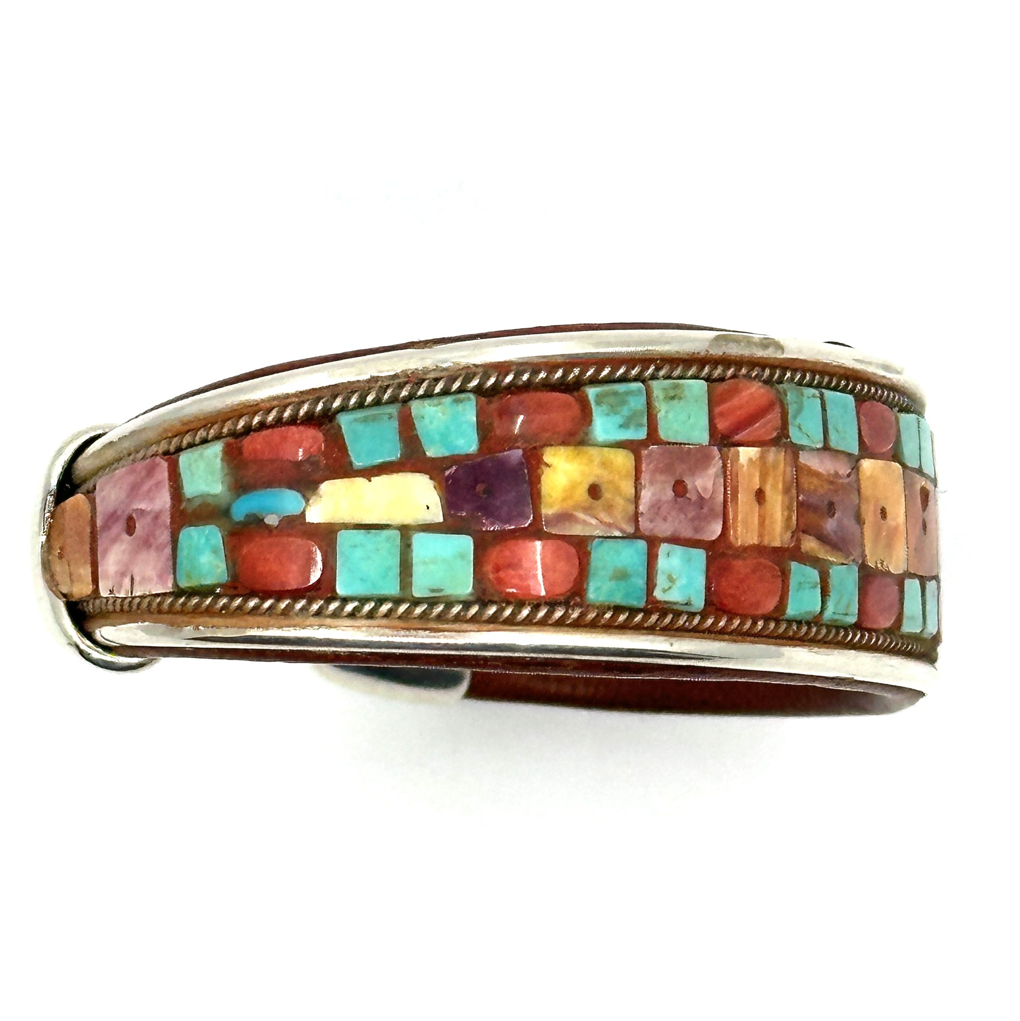 Charlie Favour Turquoise Inlay Cuff with Spiny Oyster Shell