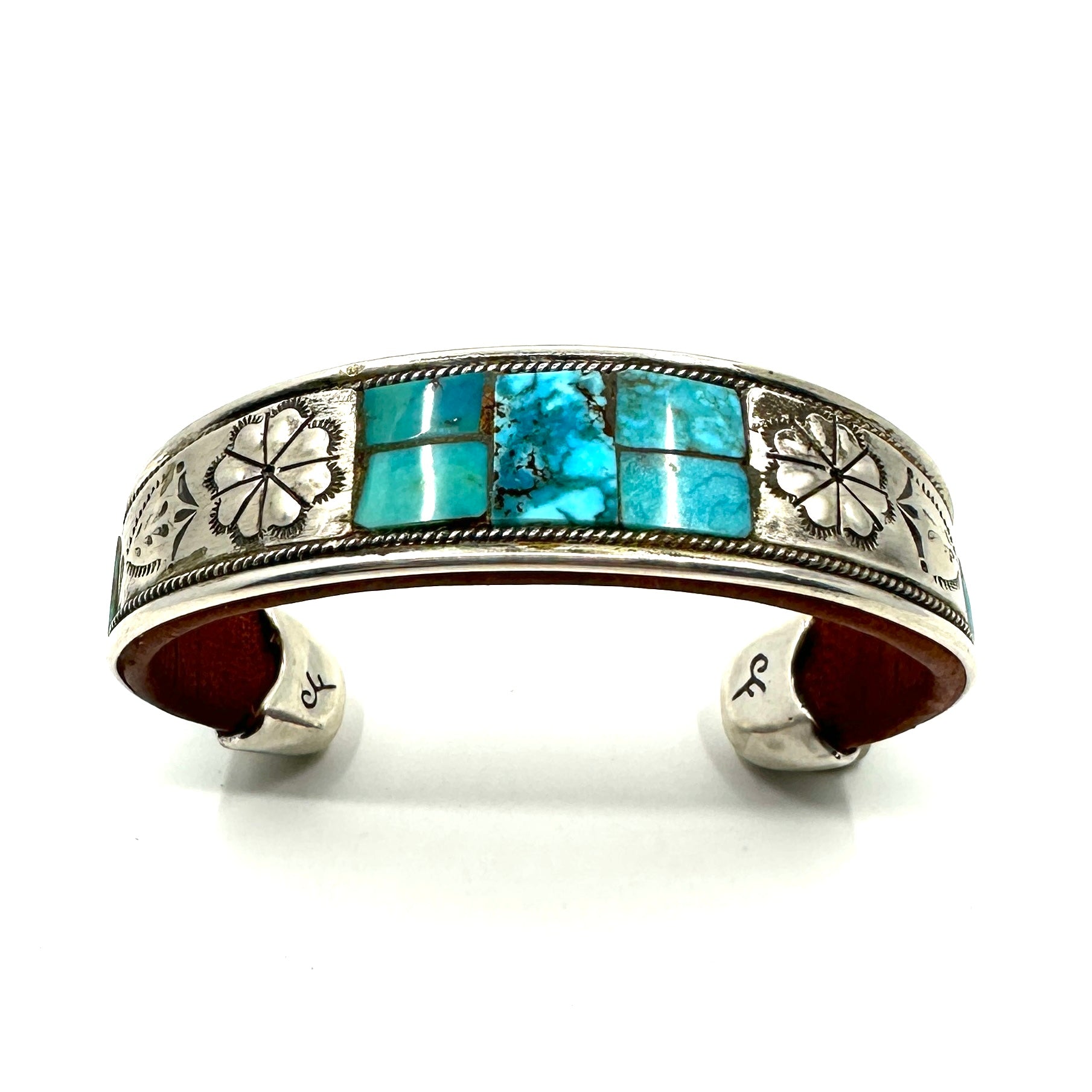 Charlie Favour Silver and Turquoise Inlay Cuff
