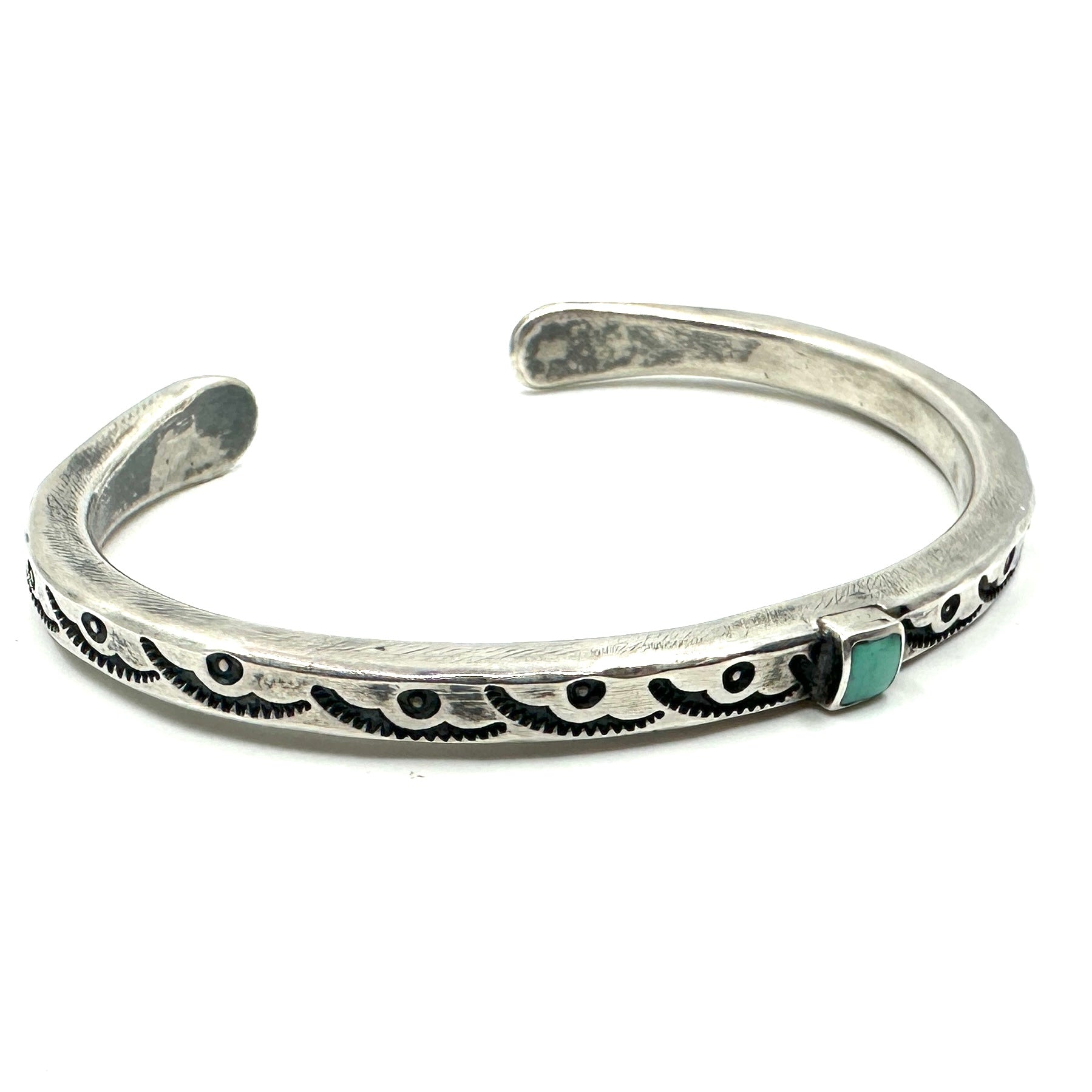 Isaac Peterson Sterling Silver Stacker with Lone Mountain Turquoise