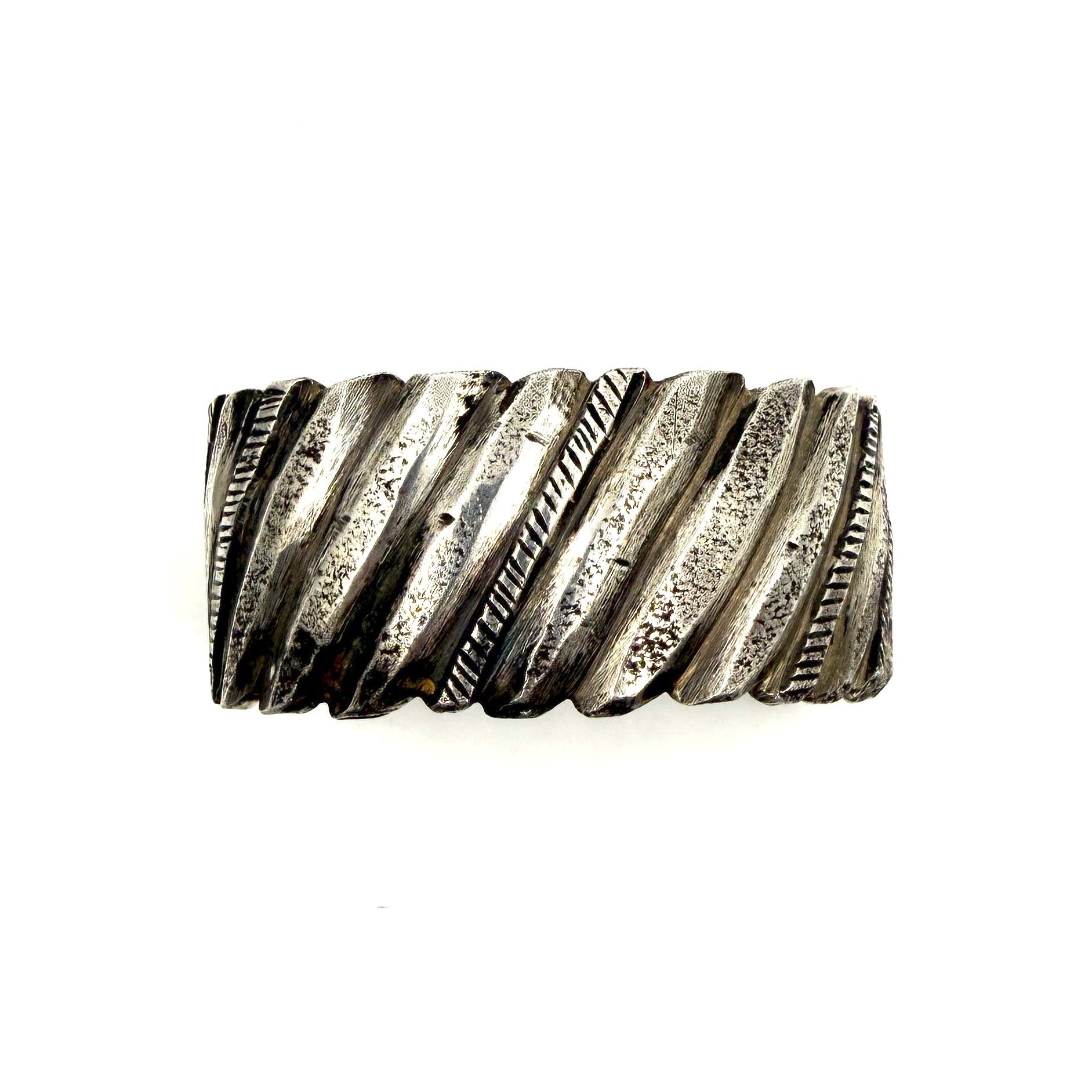 Jock Favour Heavy Filed and Stamped Coin Silver Cuff
