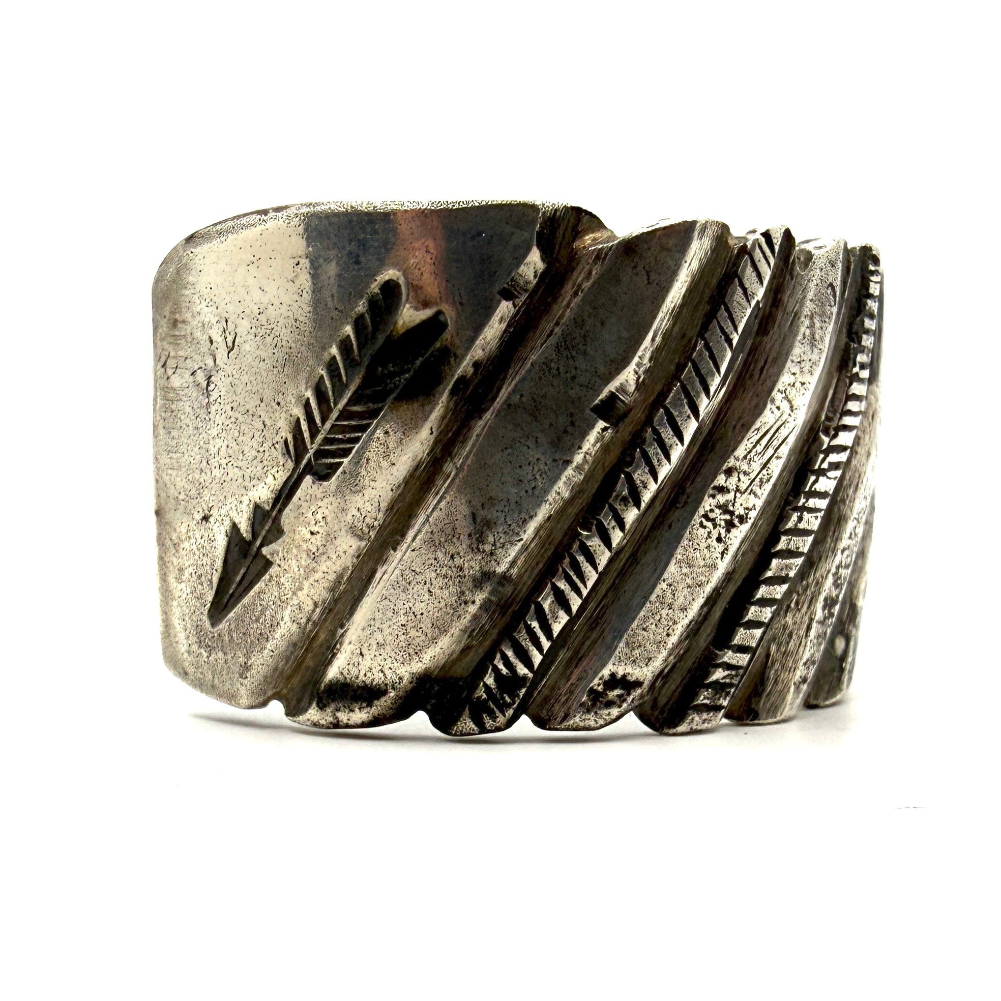 Jock Favour Heavy Filed and Stamped Coin Silver Cuff