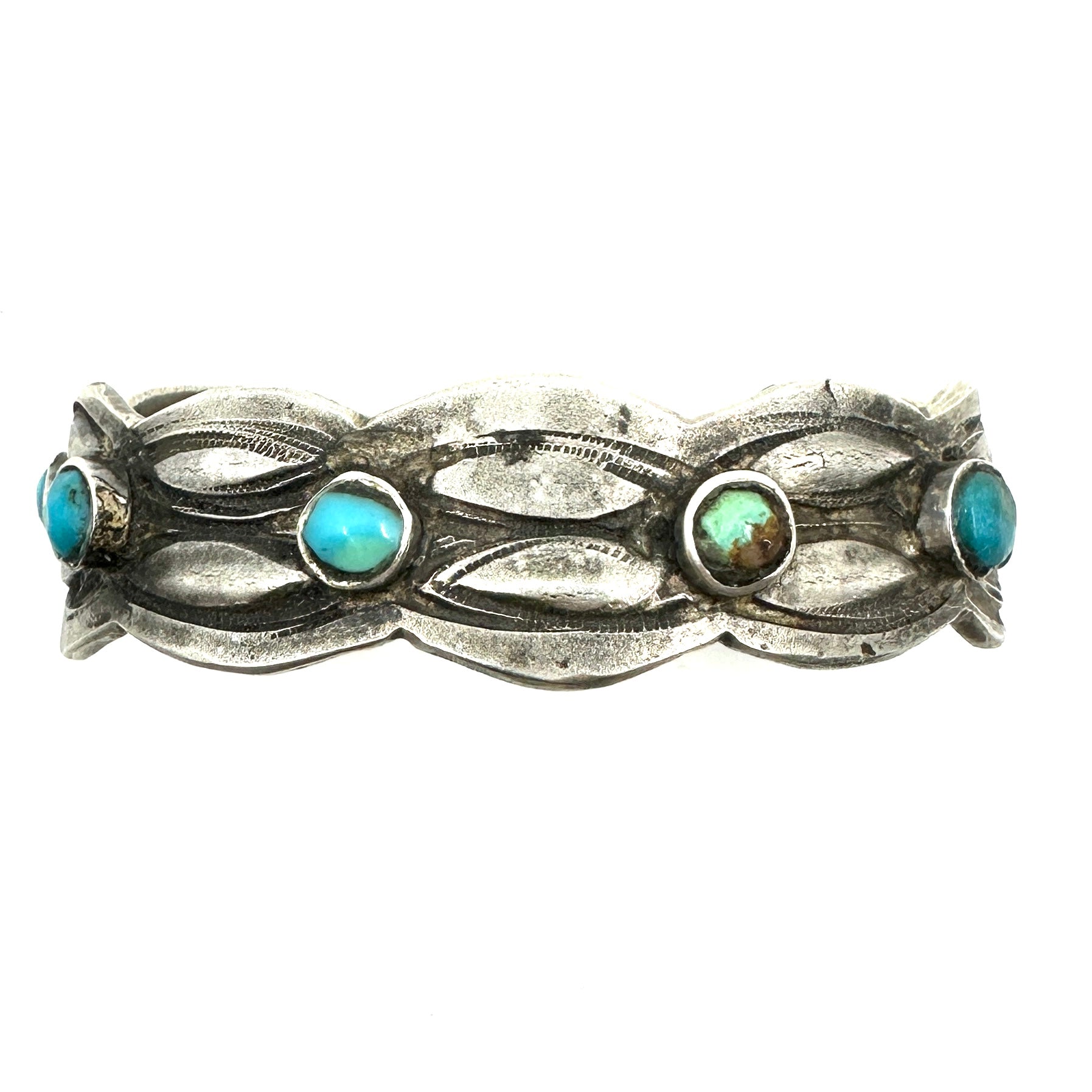 Jock Favour Coin Silver Scalloped Multi Stone Bracelet