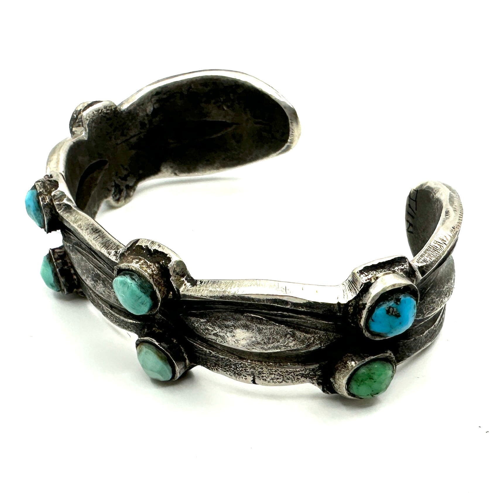 Jock Favour Coin Silver Scalloped Double Row Multi Stone Bracelet