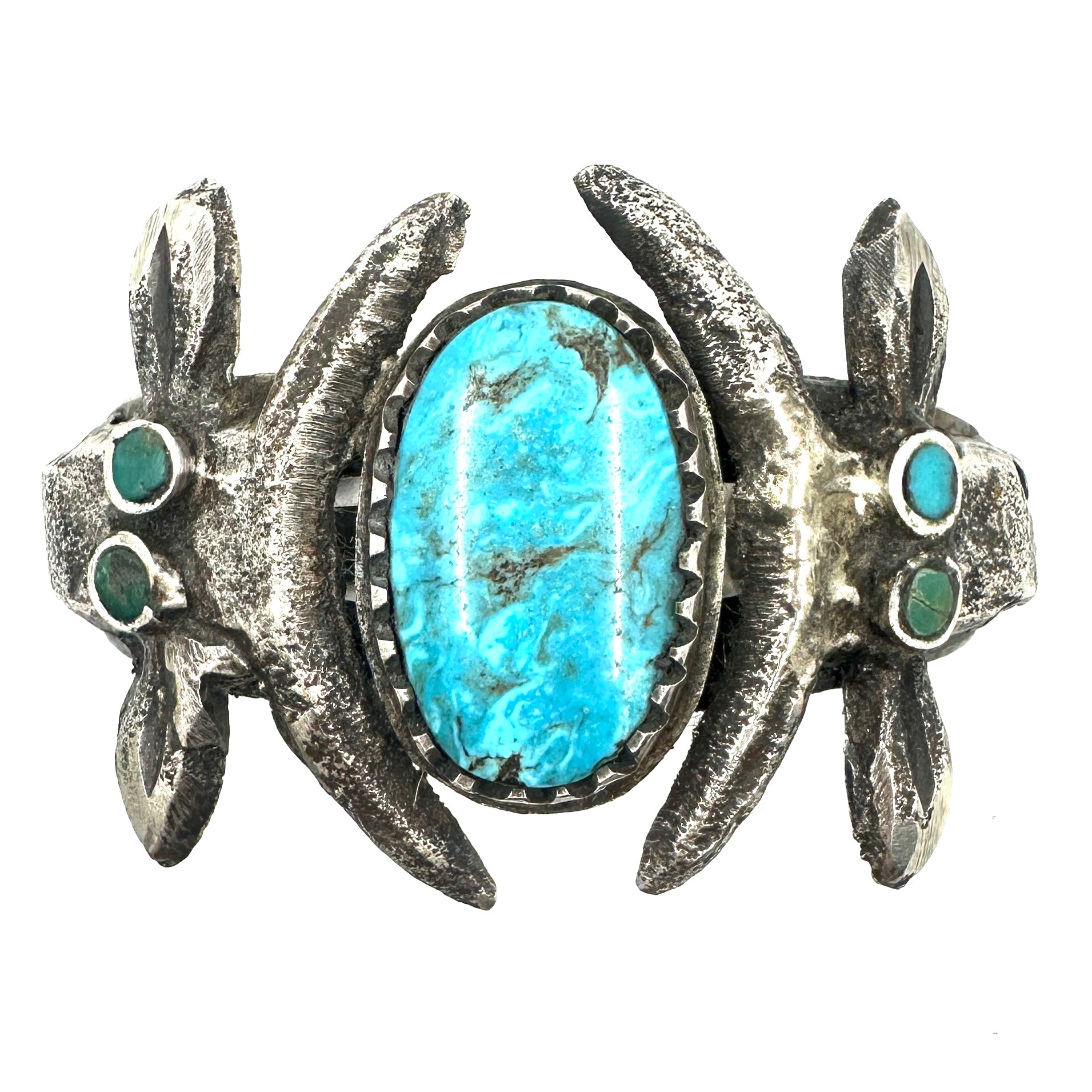 Jock Favour Large Cow Head Bracelet with Large Turquoise Cab