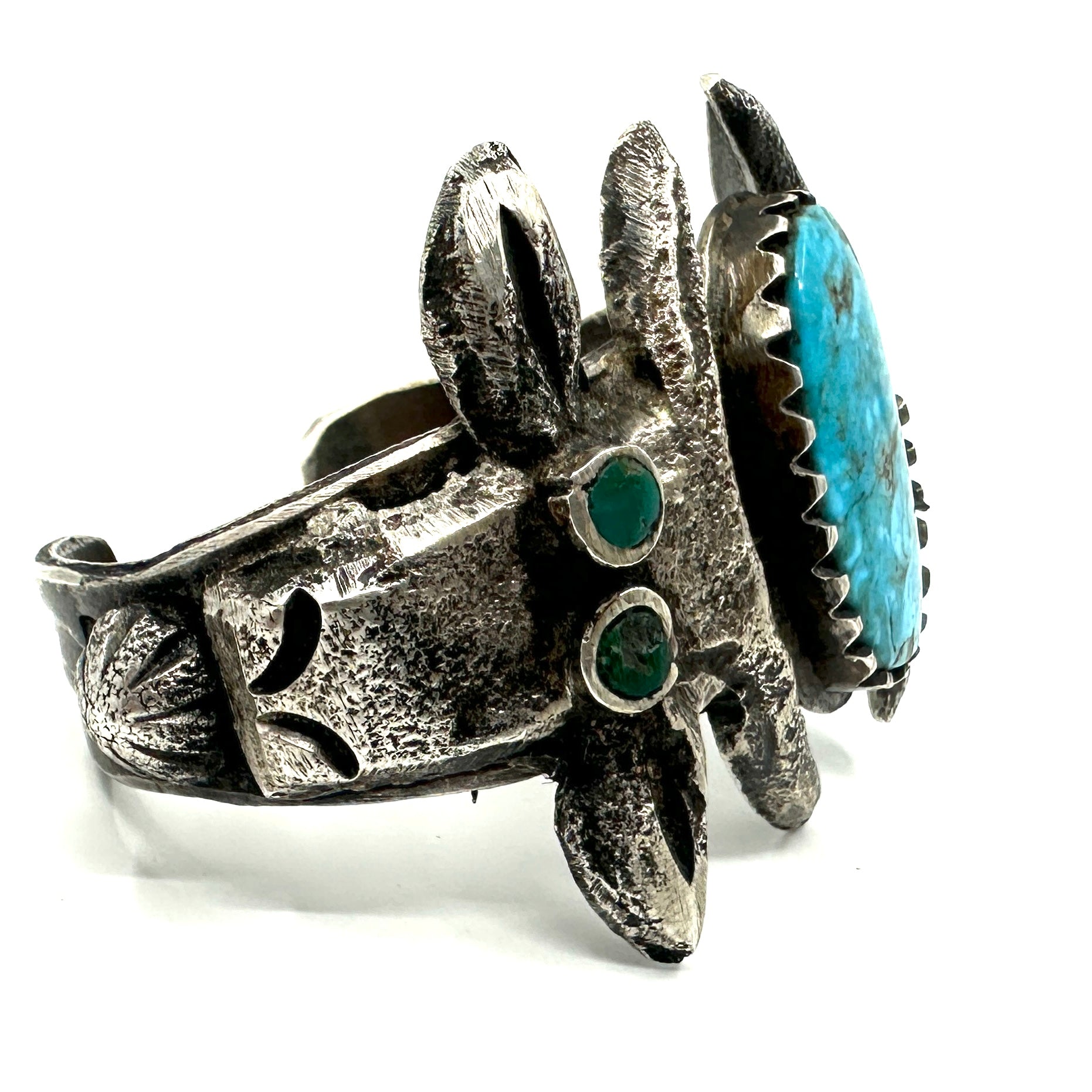 Jock Favour Large Cow Head Bracelet with Large Turquoise Cab