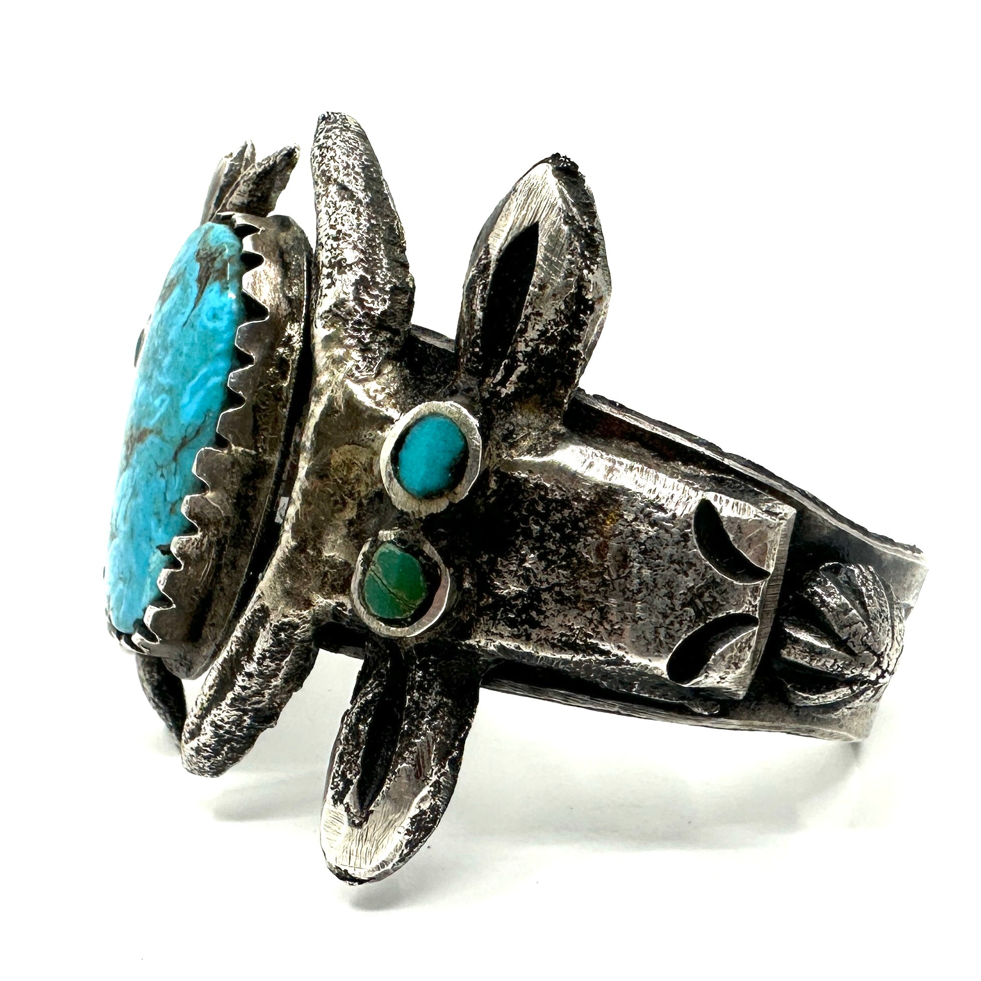 Jock Favour Large Cow Head Bracelet with Large Turquoise Cab