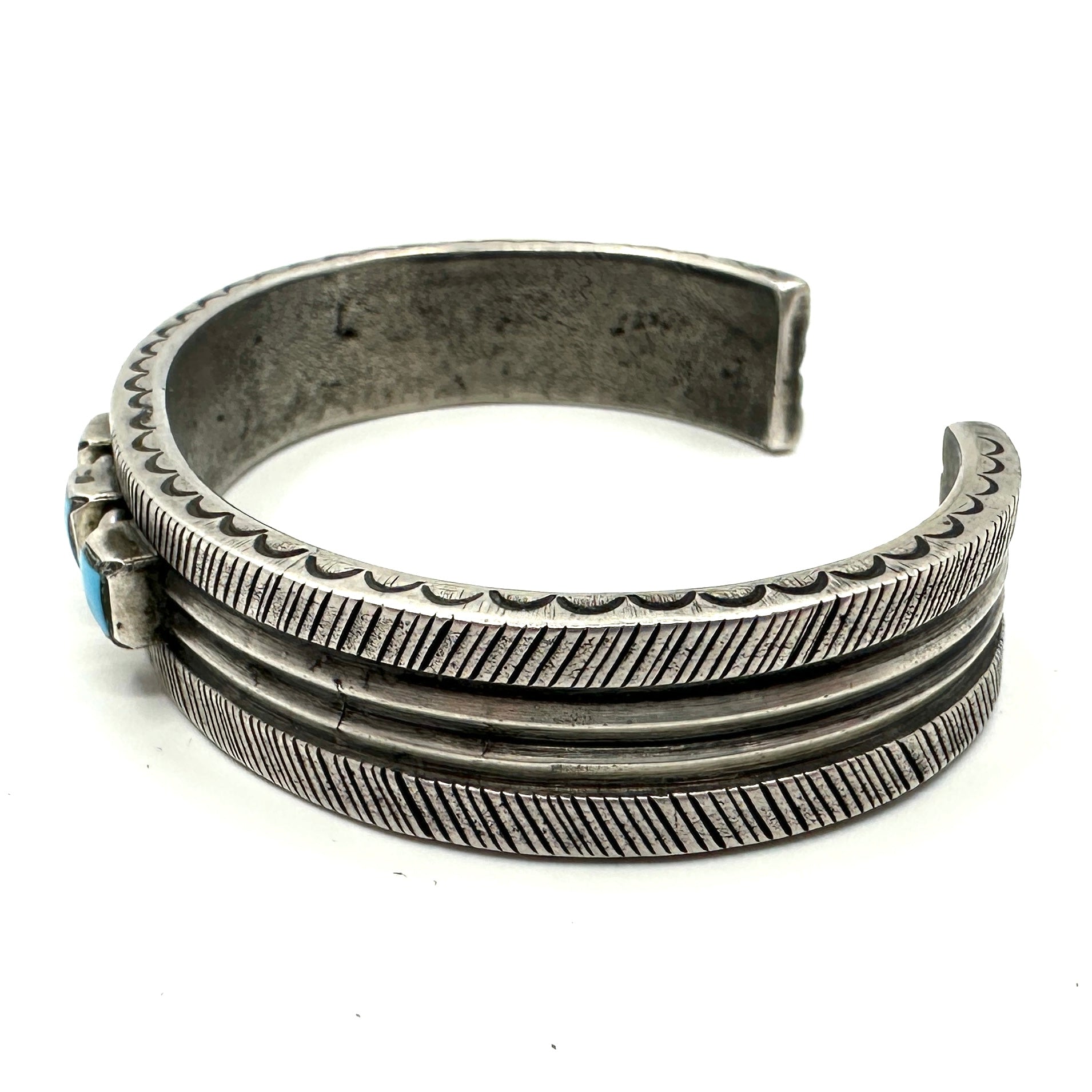 Coin Silver Two Rope Bracelet with Three Blue Gem Stones by Joe O'Neill (Falcon Trading Company)