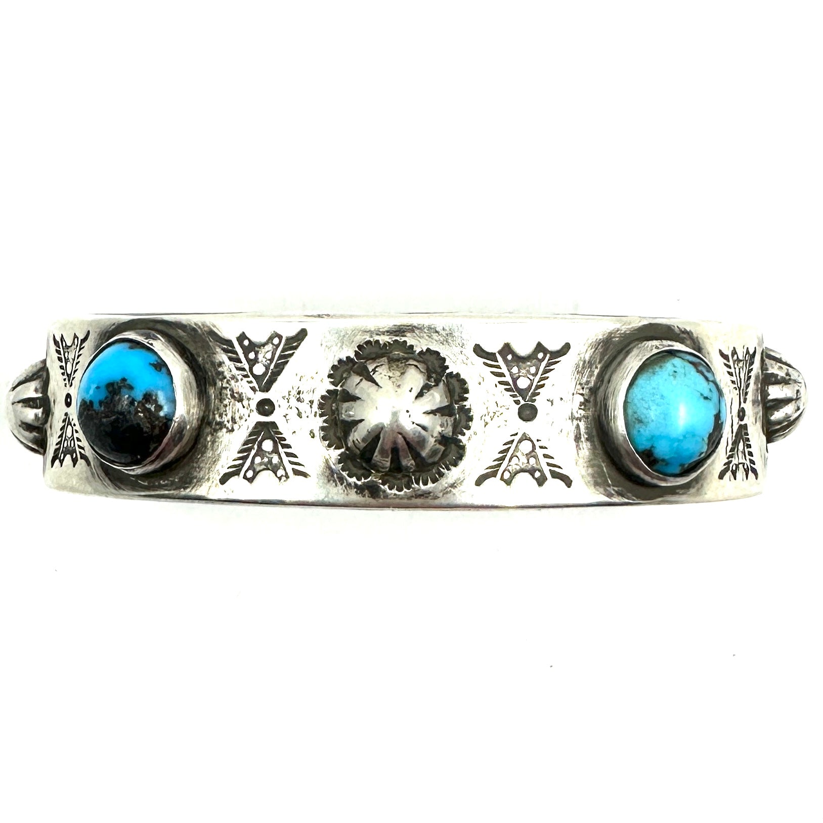 Kaiden Conde Coin Silver Bracelet with Persian Turquoise