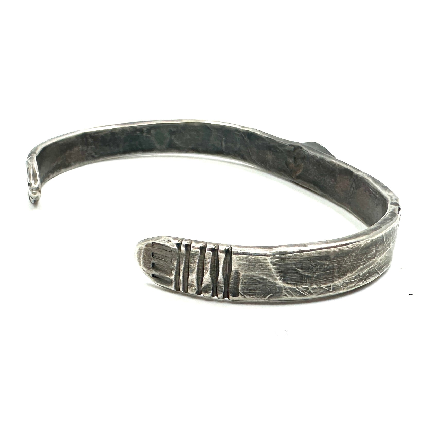 Tracey Belt Sterling Silver Stamped Stacker Bracelet with Cripple Creek Turquoise