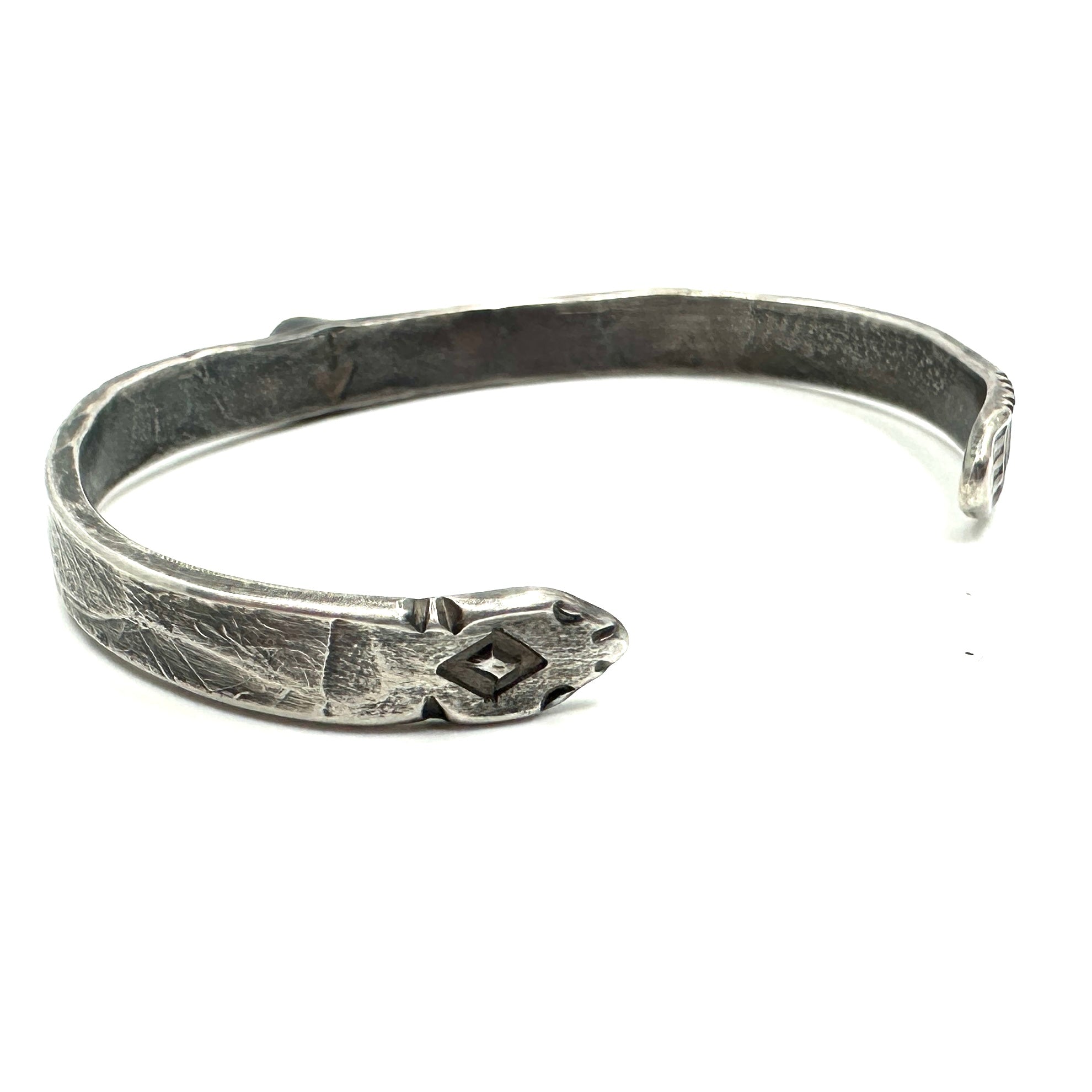 Tracey Belt Sterling Silver Stamped Stacker Bracelet with Cripple Creek Turquoise