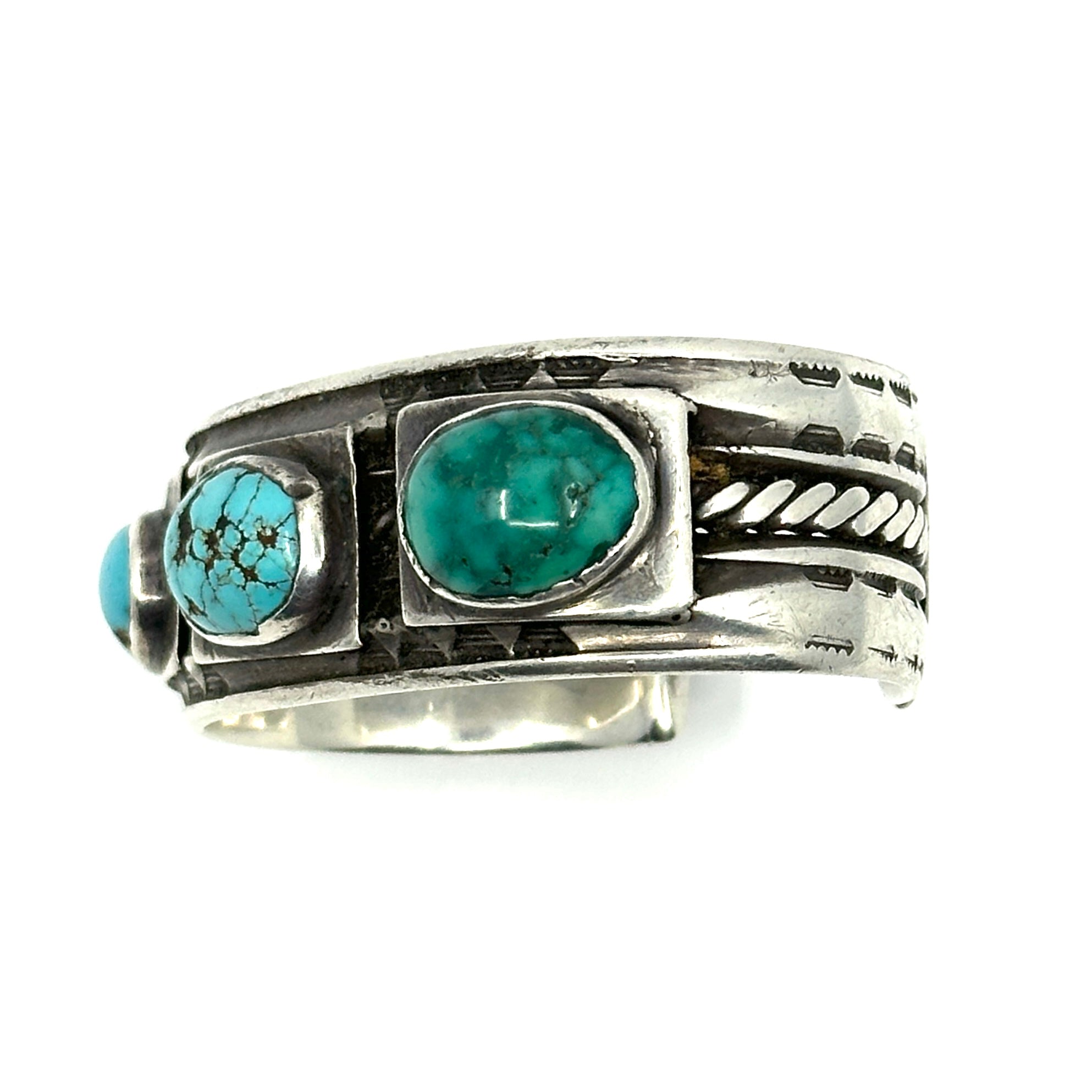 Early Navajo Double Carinated Bracelet with Hand Pulled Twist Wire