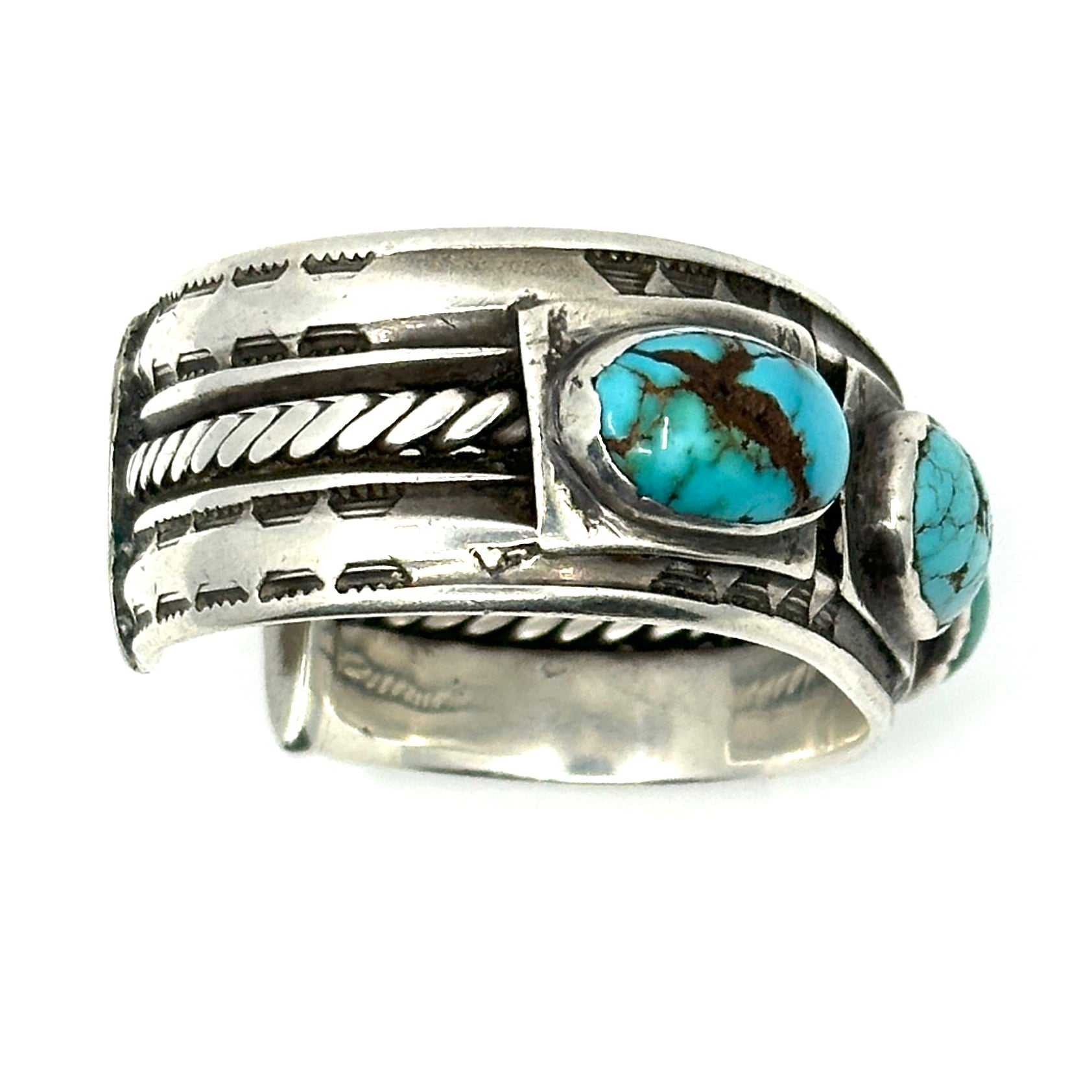 Early Navajo Double Carinated Bracelet with Hand Pulled Twist Wire