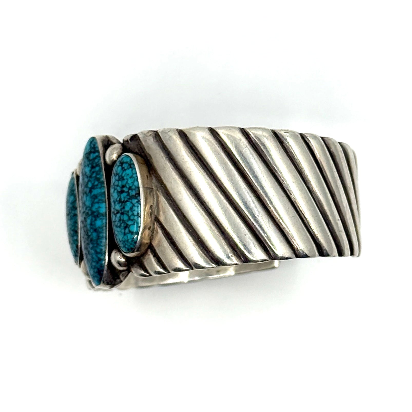 Vintage Navajo Guild Filed Bracelet with High Grade Lone Mountain Turquoise