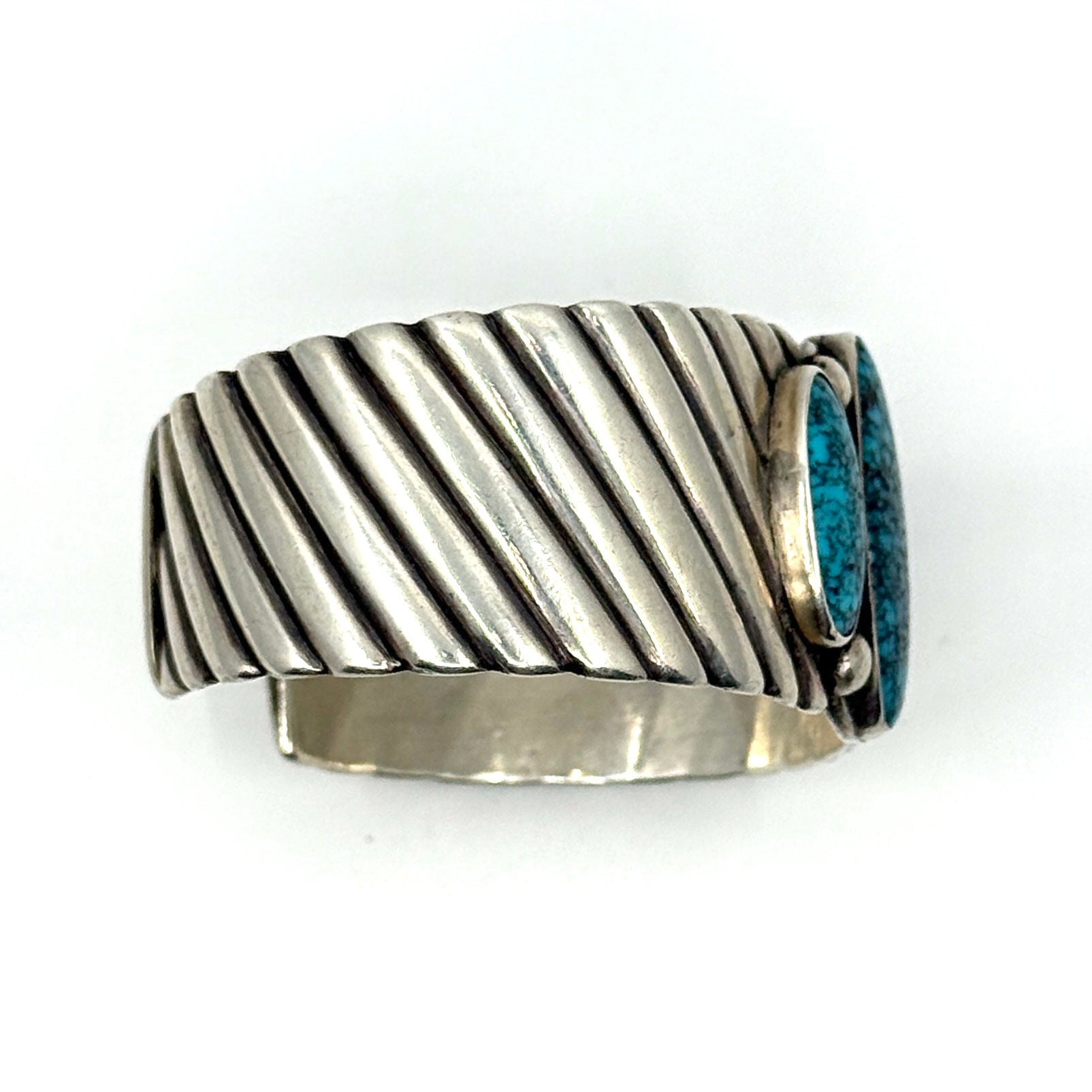 Vintage Navajo Guild Filed Bracelet with High Grade Lone Mountain Turquoise