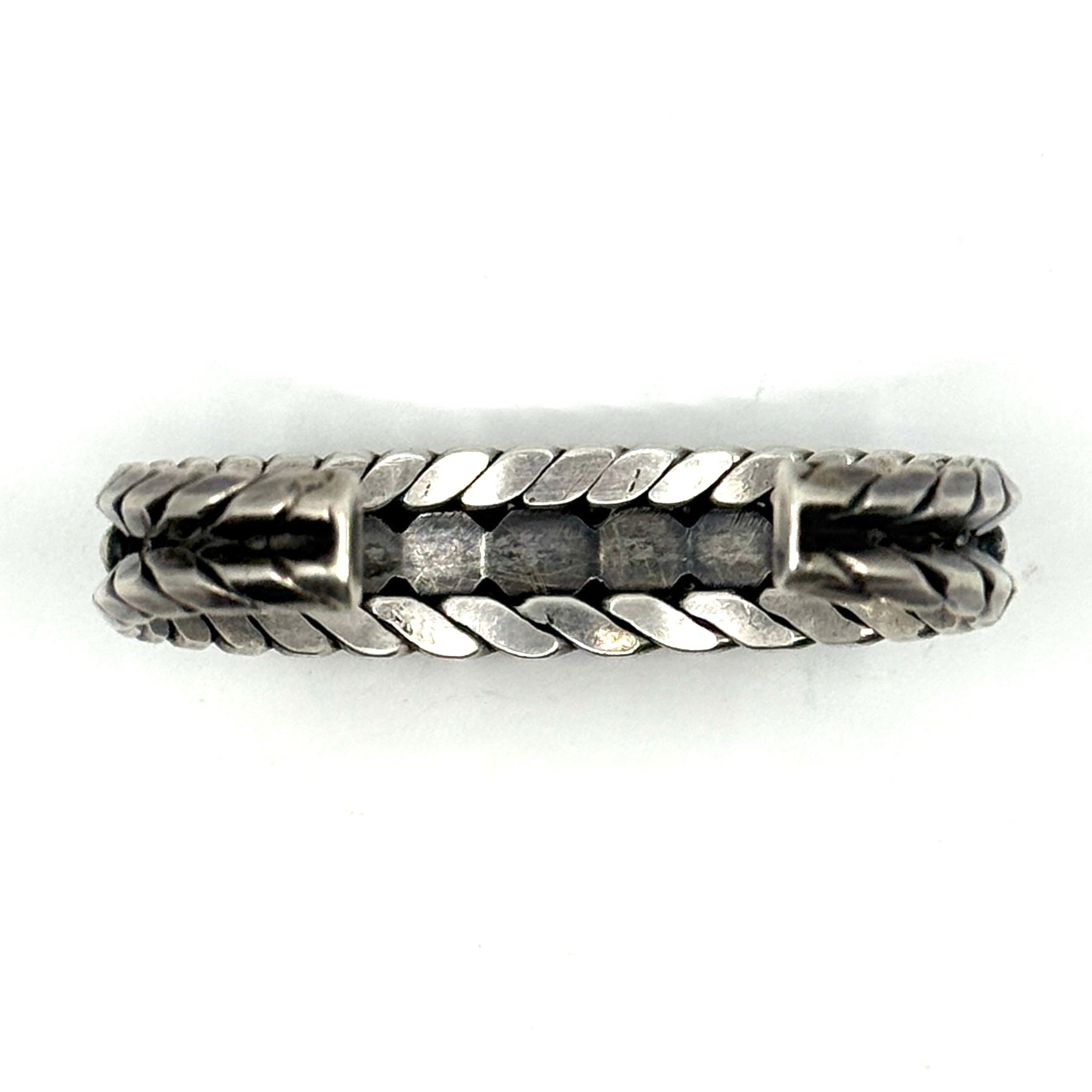 Vintage Formed Twist Wire Row Bracelet with 11 High-Grade Lone Mountain Turquoise Stones