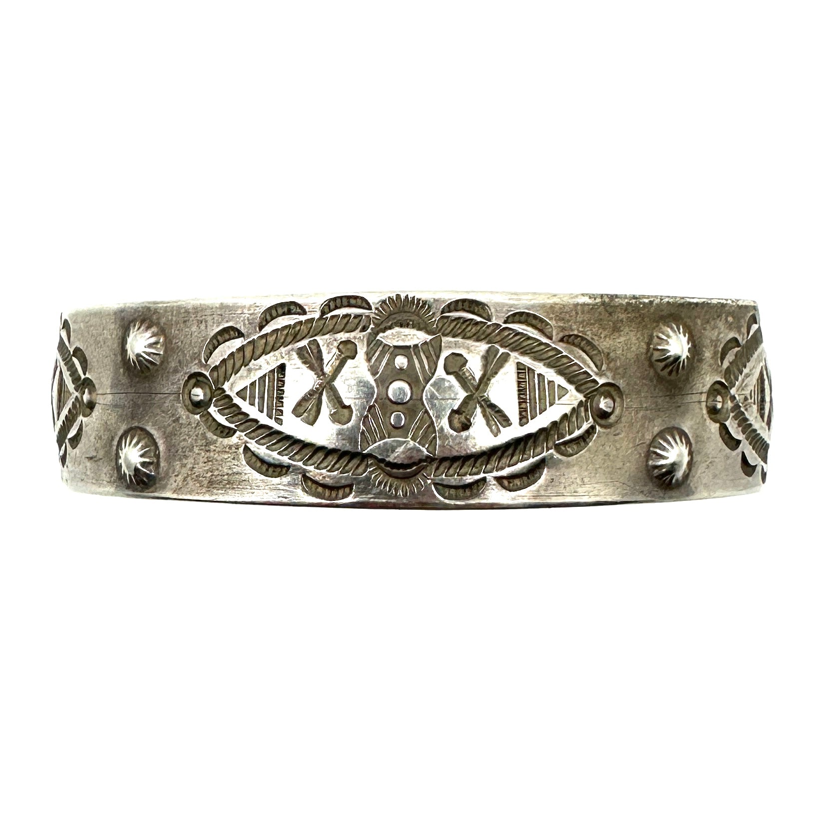 Vintage Navajo Stamped Silver Bracelet