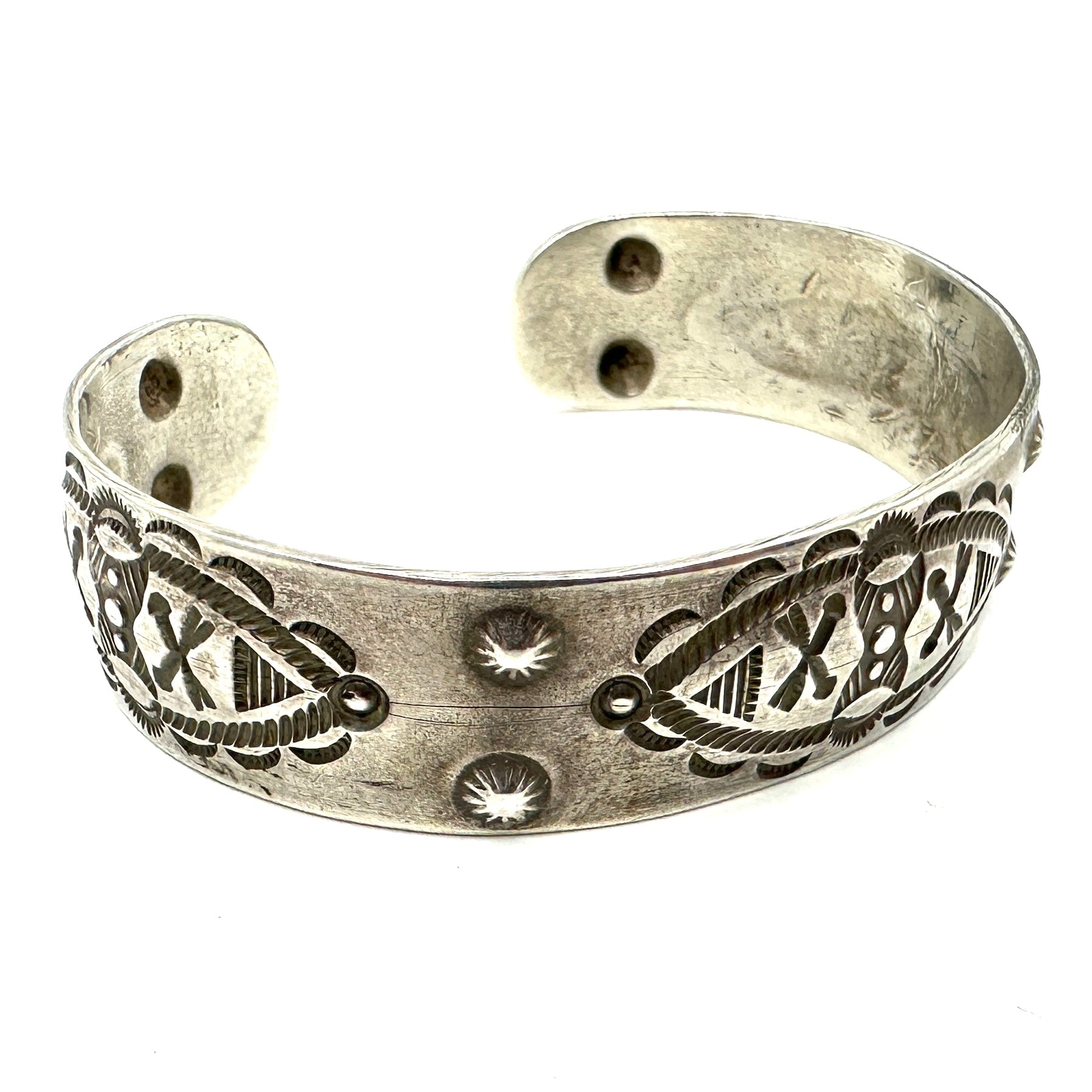 Vintage Navajo Stamped Silver Bracelet