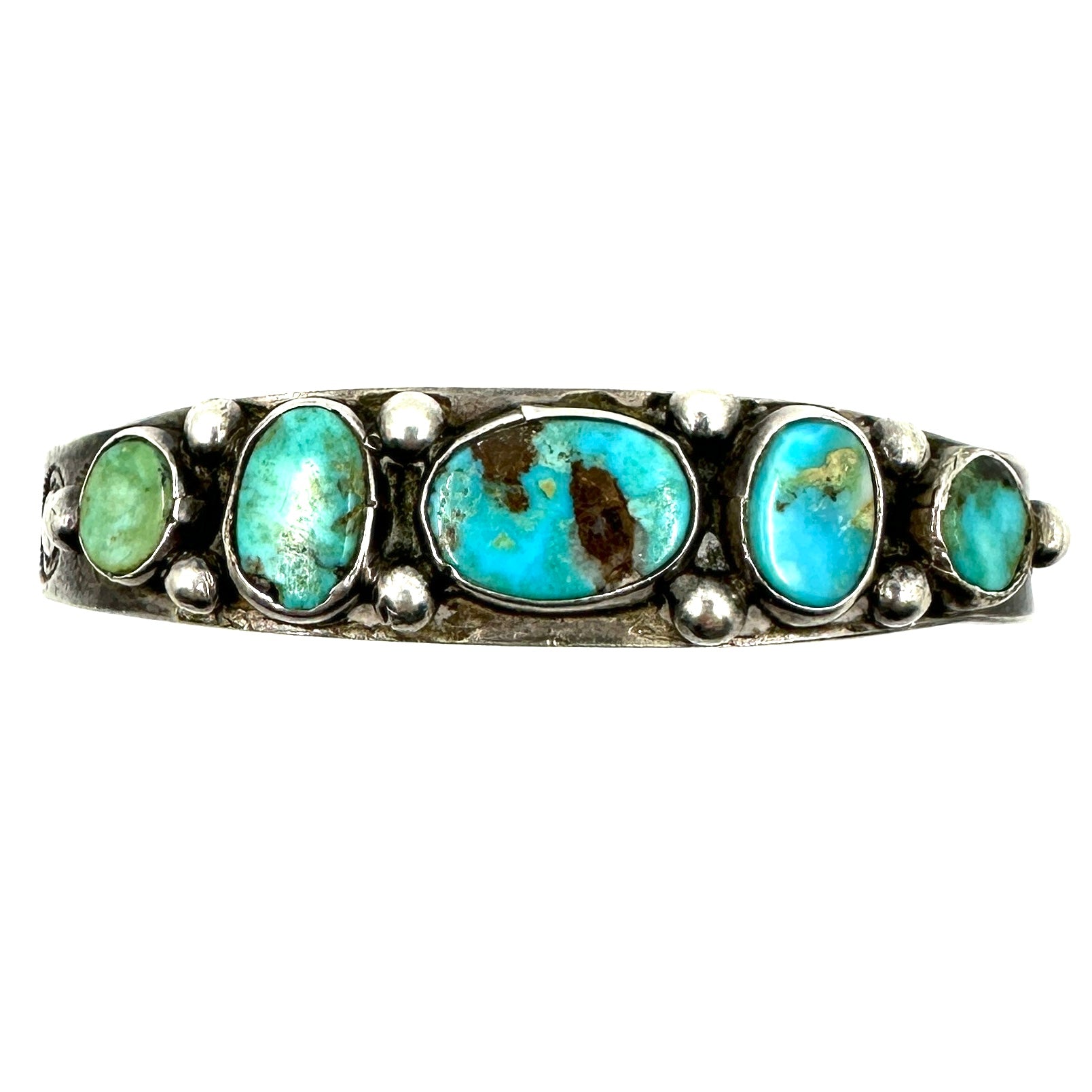 Vintage Ingot Bracelet with 5 Turquoise Stones