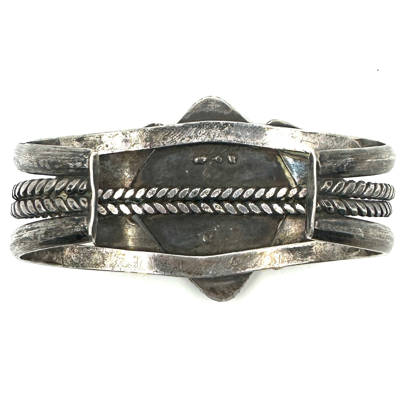 Vintage Split Shank Bracelet with Twist Wire and Number 8 Turquoise