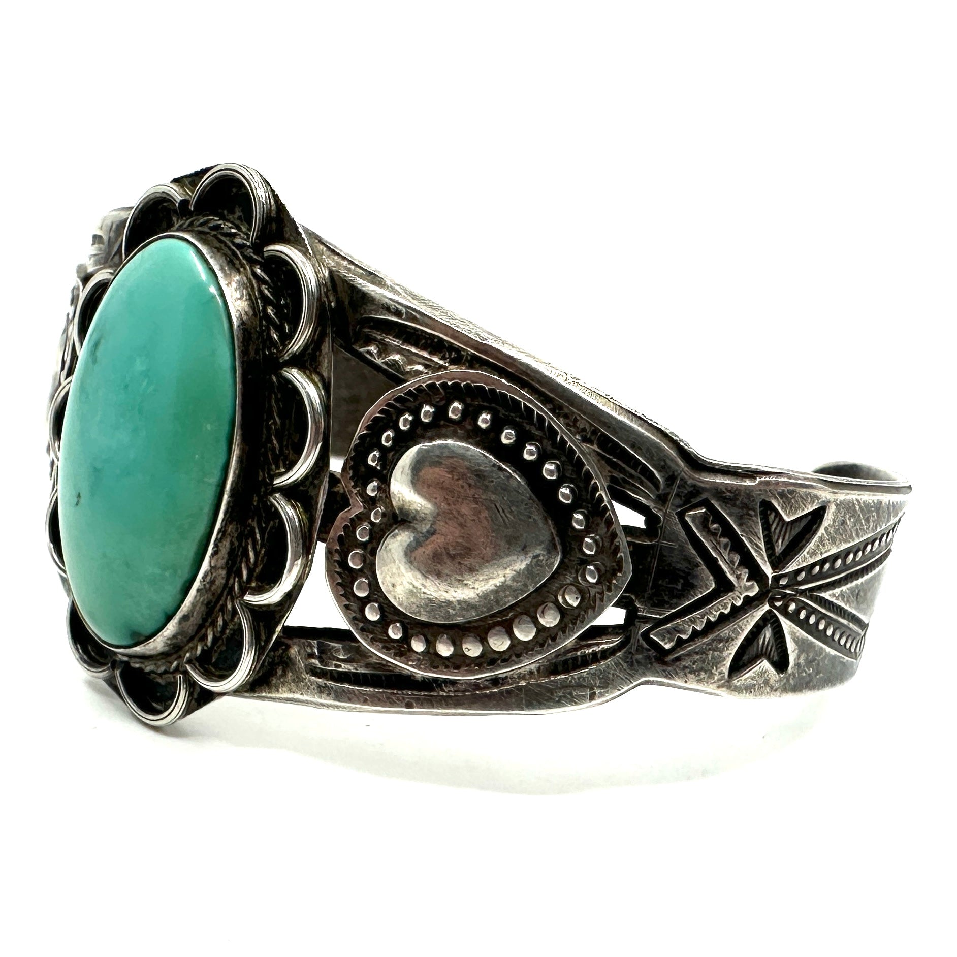 Vintage Split Shank Bracelet with Hearts
