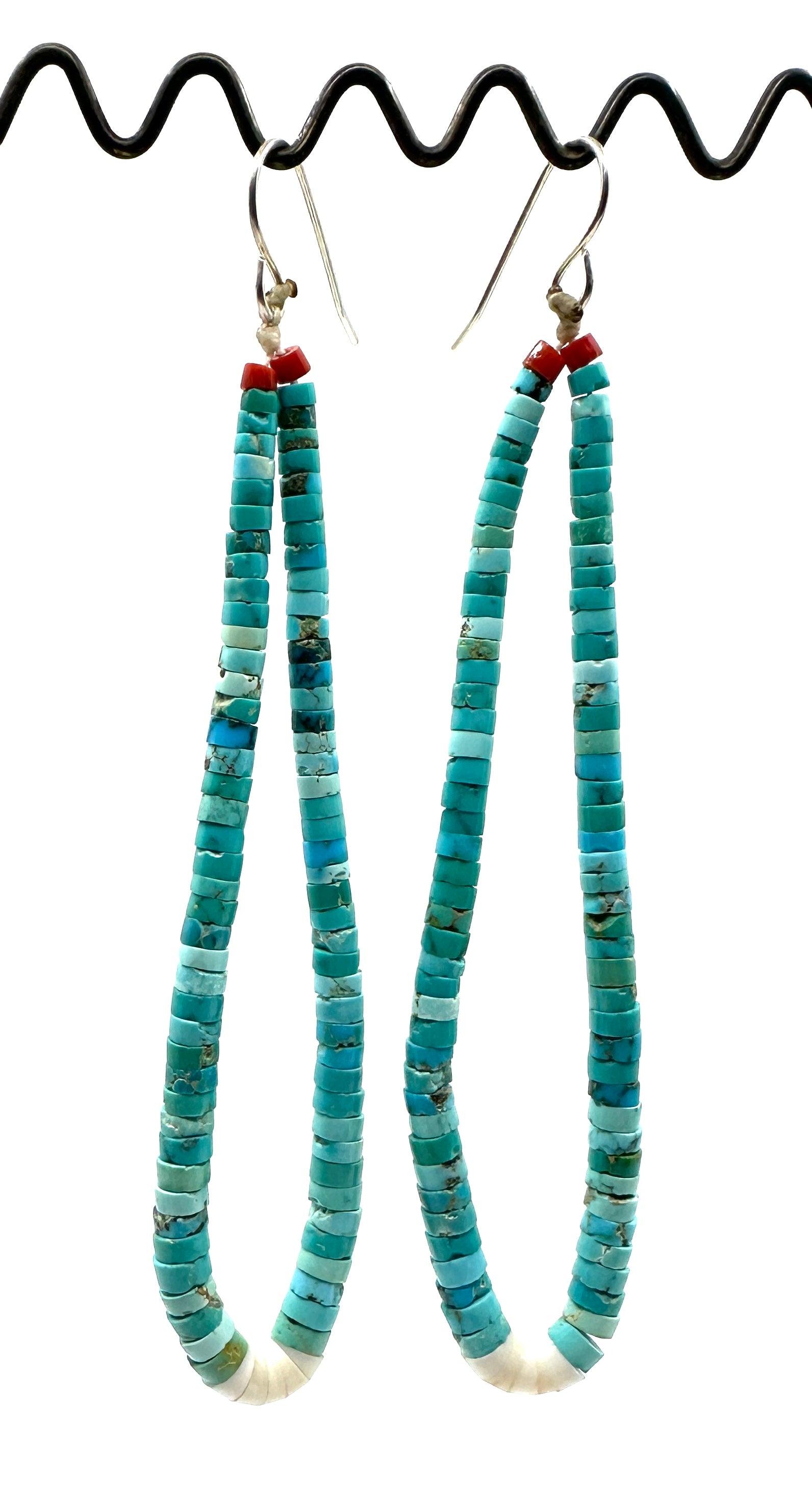Cheyenne Grabiec Bisbee and Shell Heishi Bead Earrings