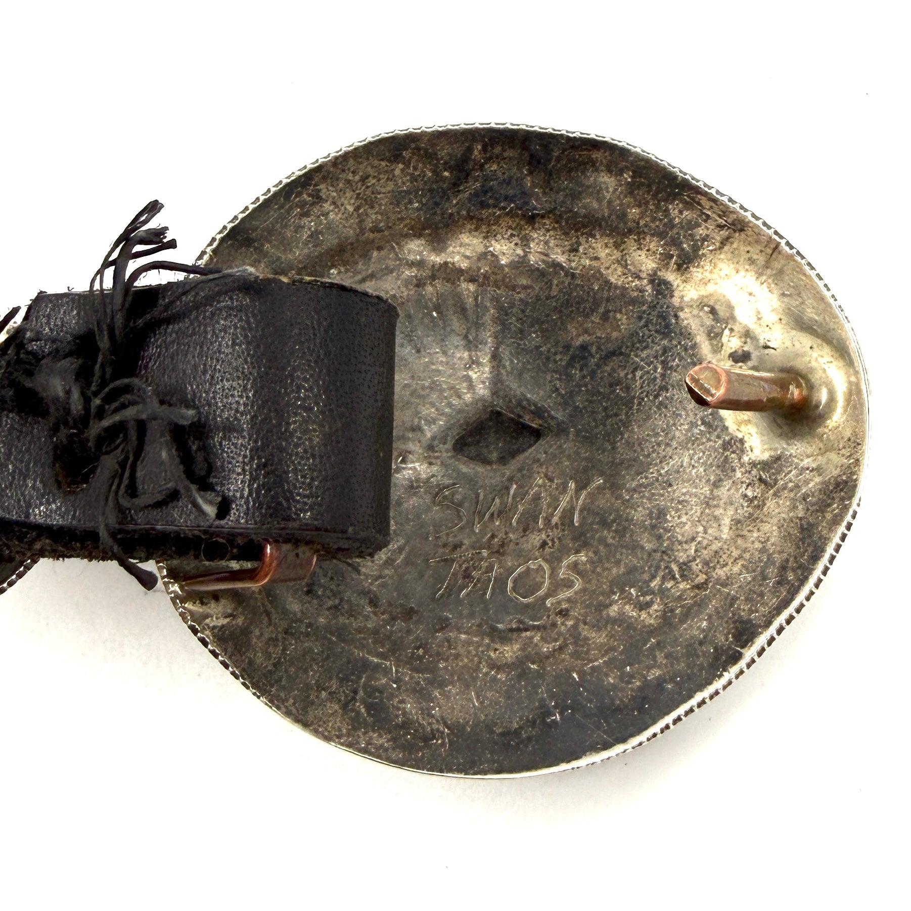 Sterling Silver Concho Hat Band Black Leather