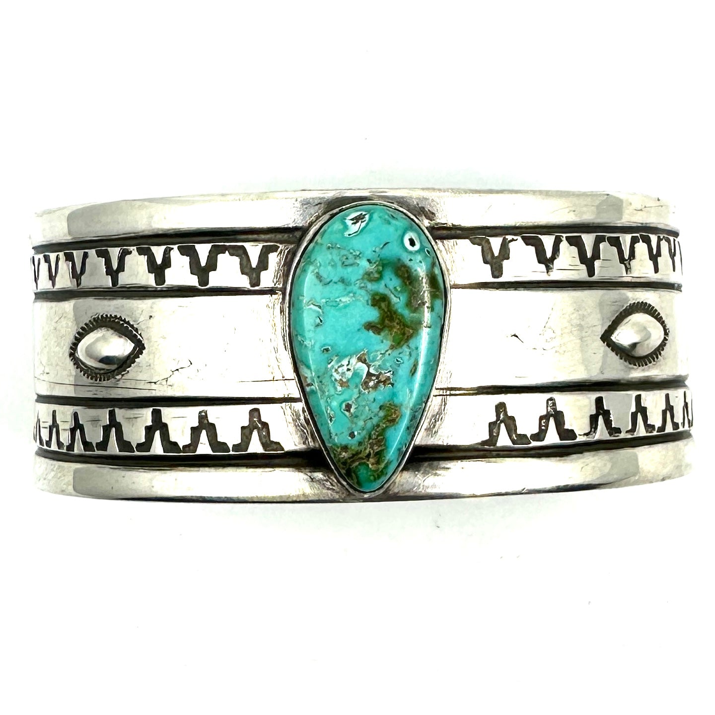 Kaiden Conde Coin Silver Cuff with Poquito Ridge Turquoise