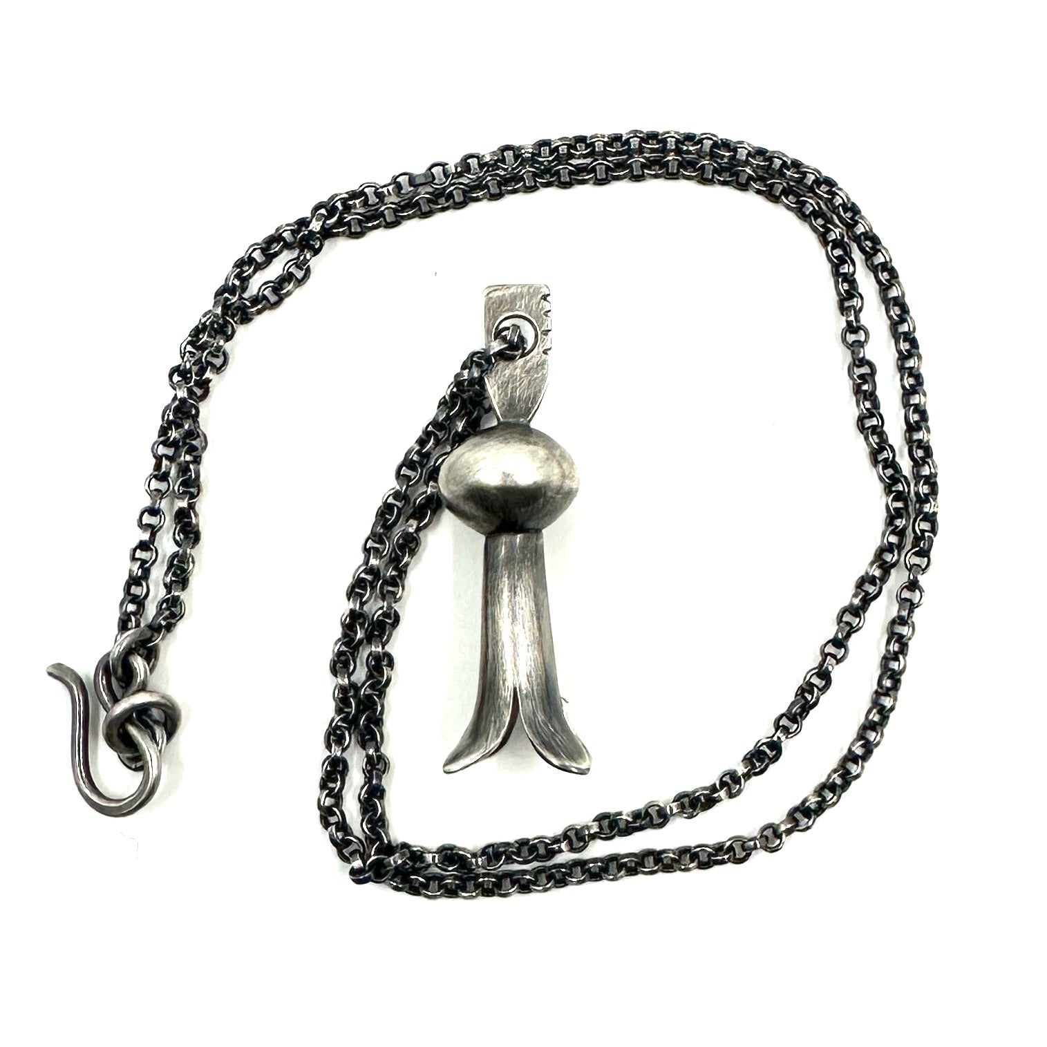 Tracey Belt Sterling Silver Squash Blossom Pendant