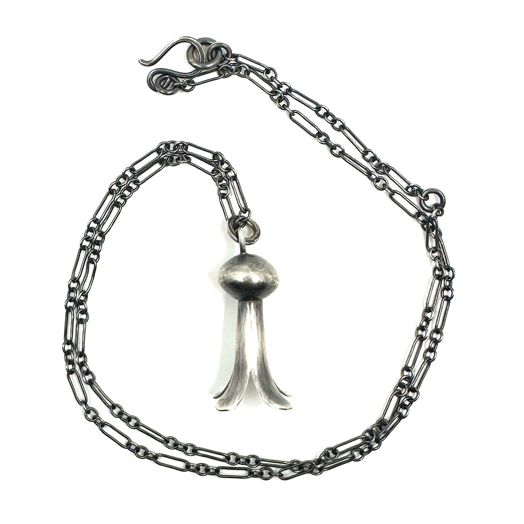Tracey Belt Sterling Silver Squash Blossom Pendant