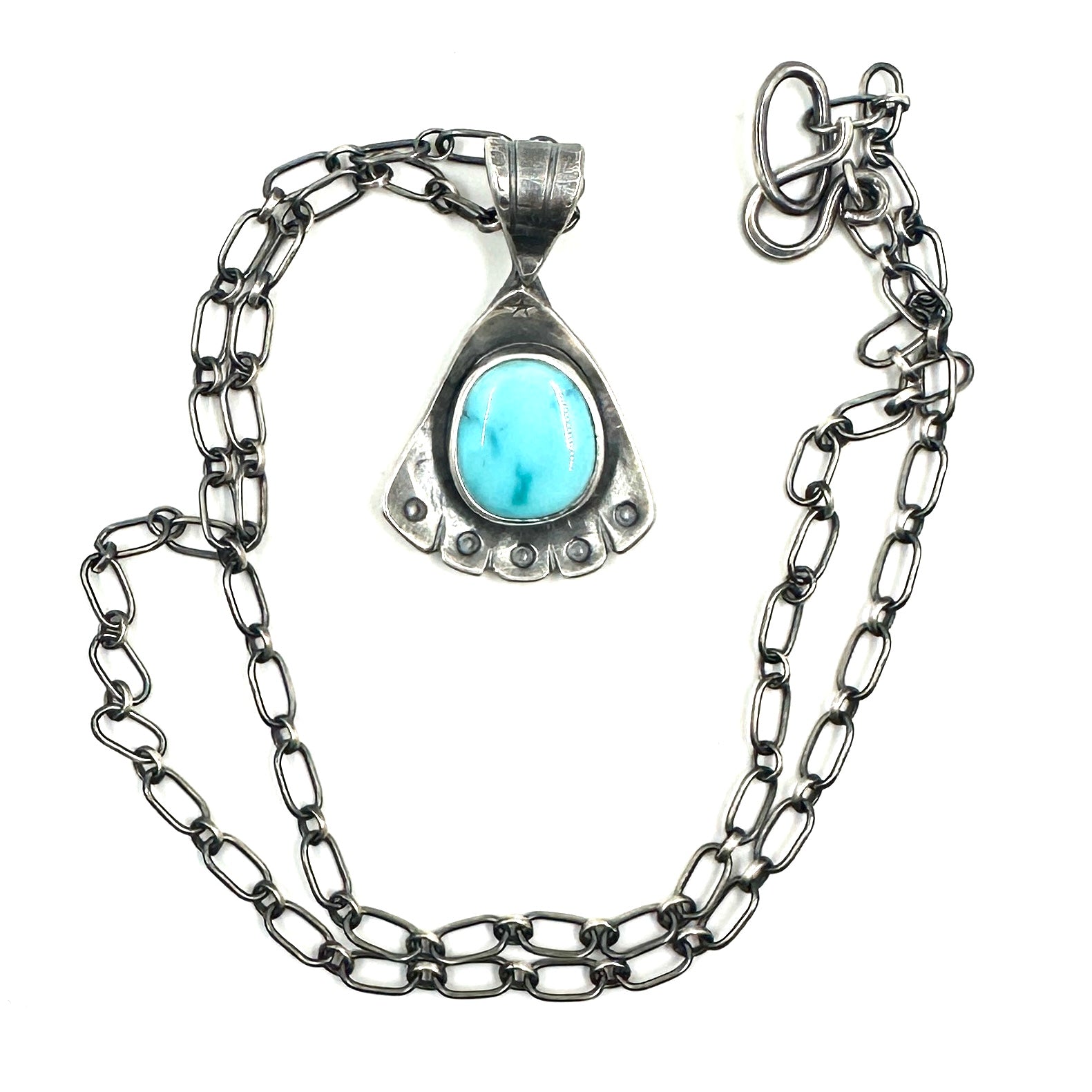 Tracey Belt Sterling Silver Shell Pendant with Fox Turquoise