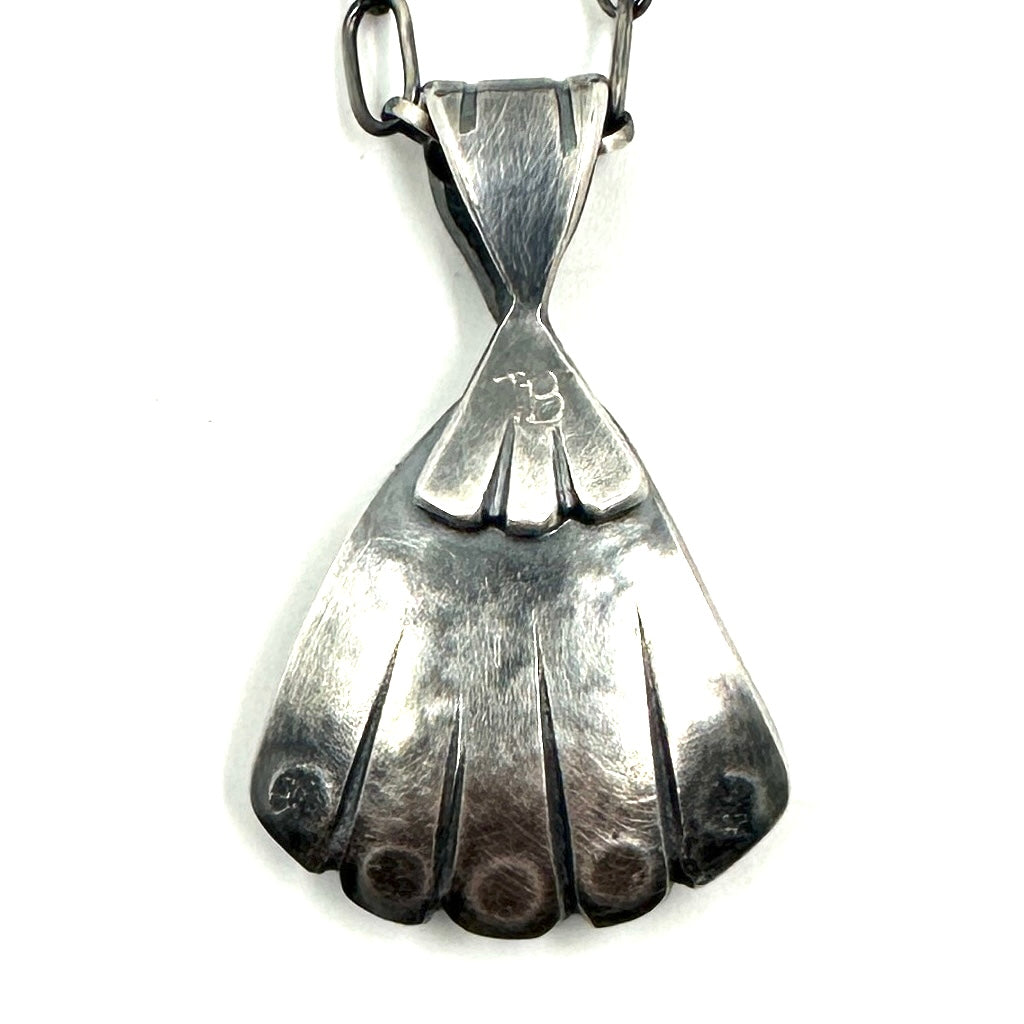 Tracey Belt Sterling Silver Shell Pendant with Fox Turquoise