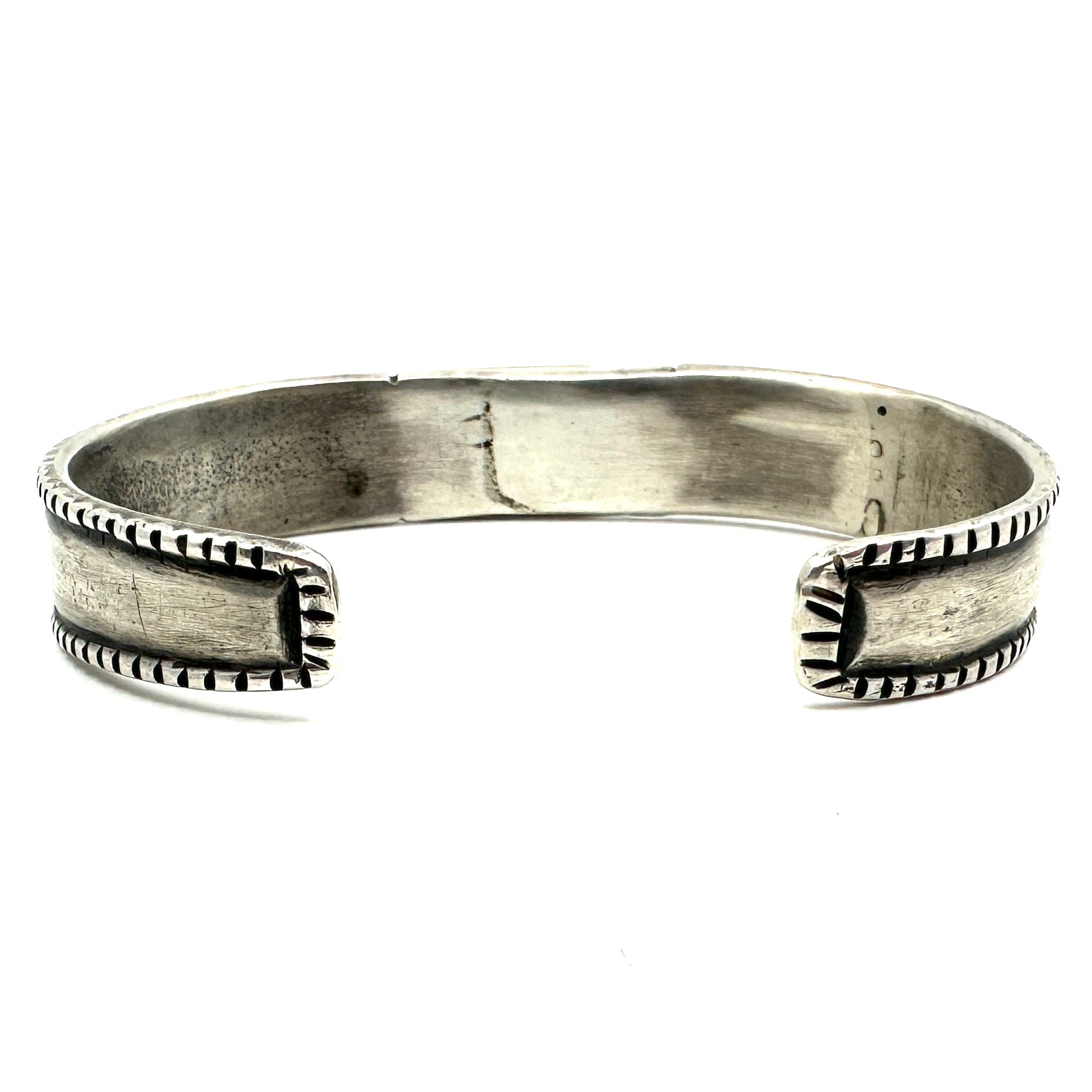 Rio Sterling Silver Tufa Cast Stacker Bracelet with Green Turquoise