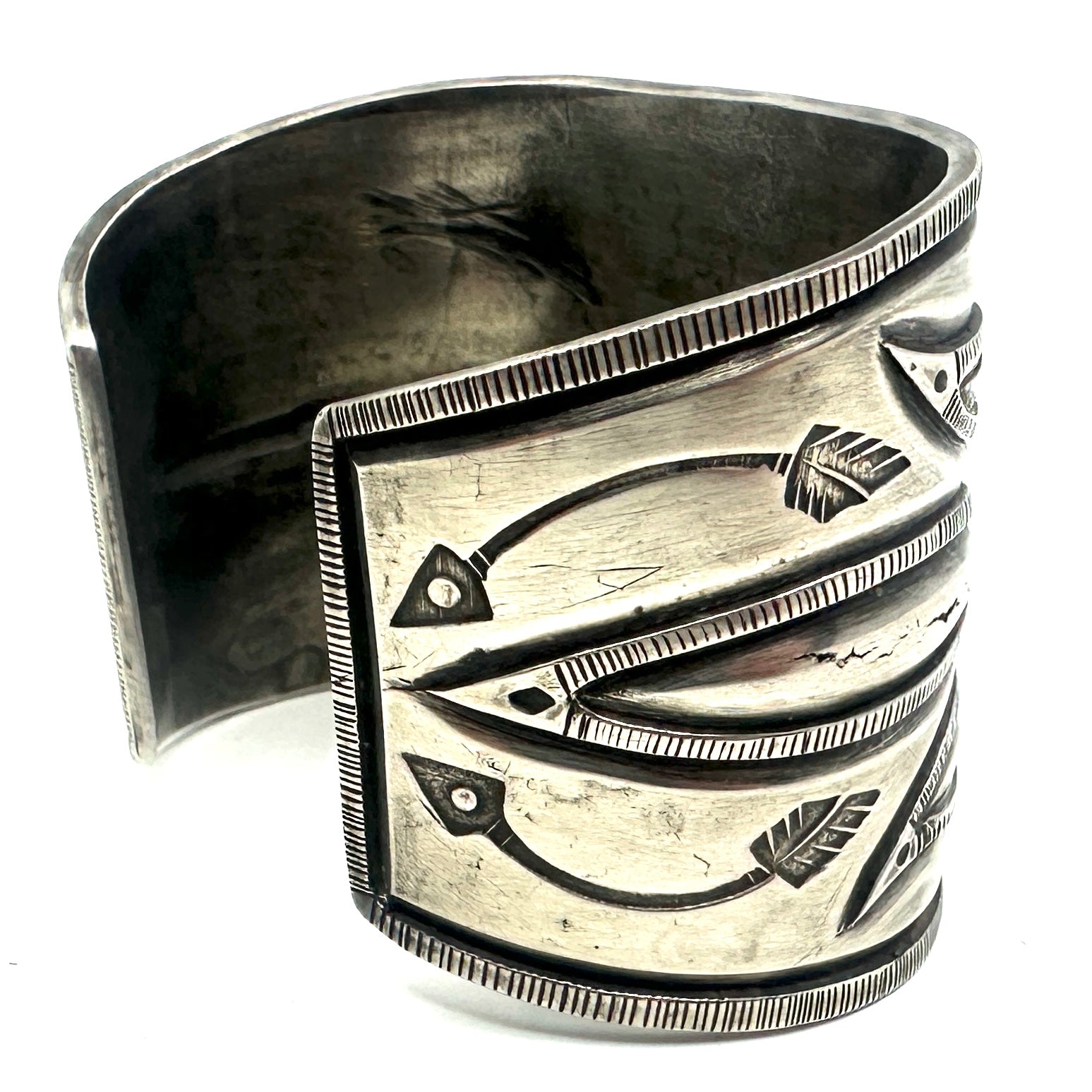 Joe O'neill Three Repousse Cuff with Carico Lake