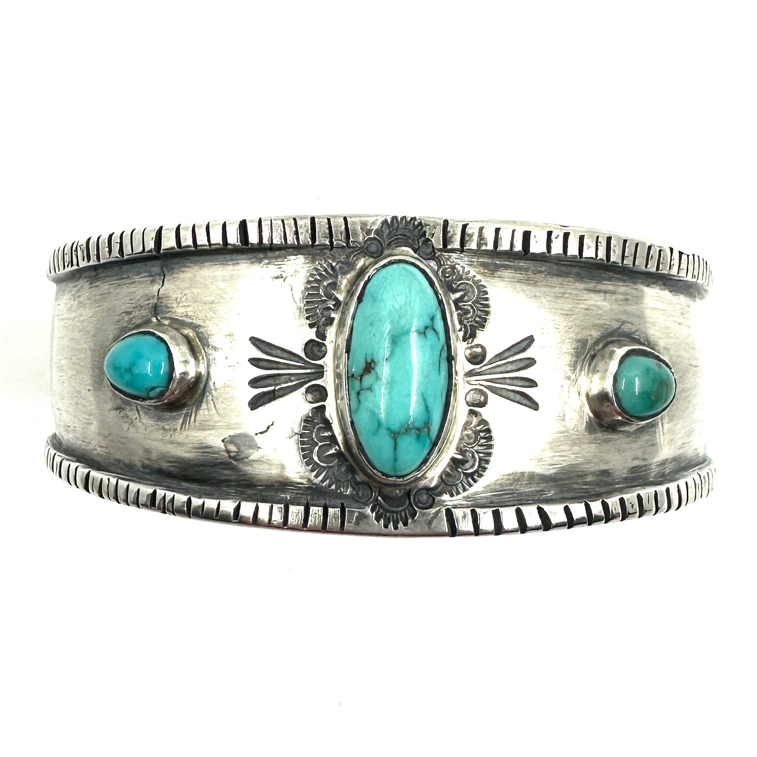 Rio Sterling Silver Three Stone Cuff with Two Ropes that Taper