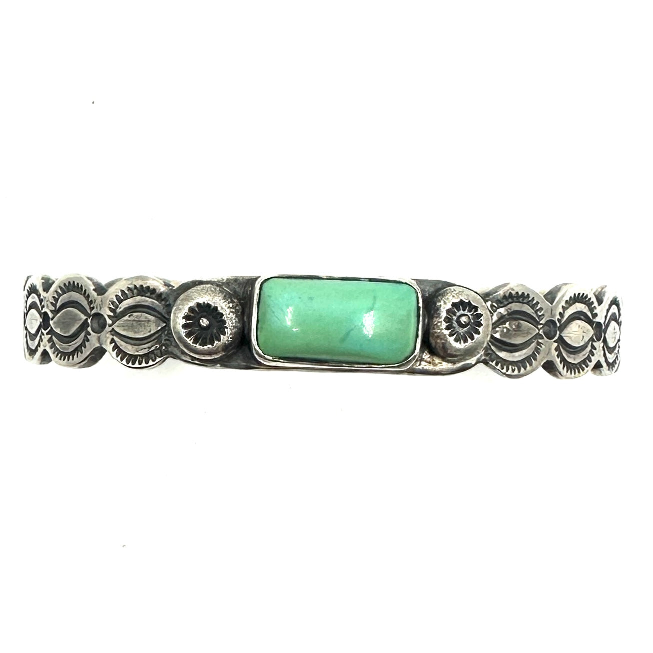 Stamped Rio Stacker with Green Turquoise