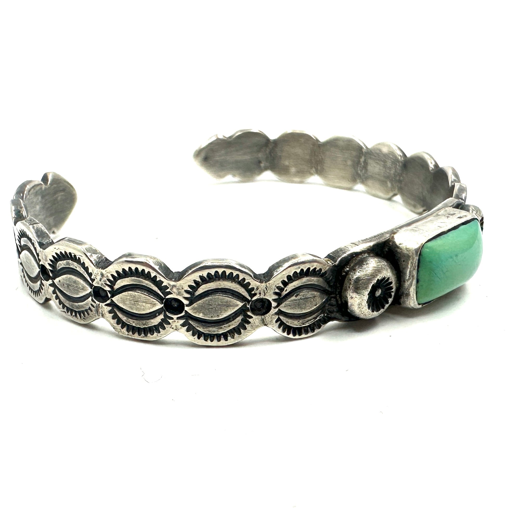 Stamped Rio Stacker with Green Turquoise