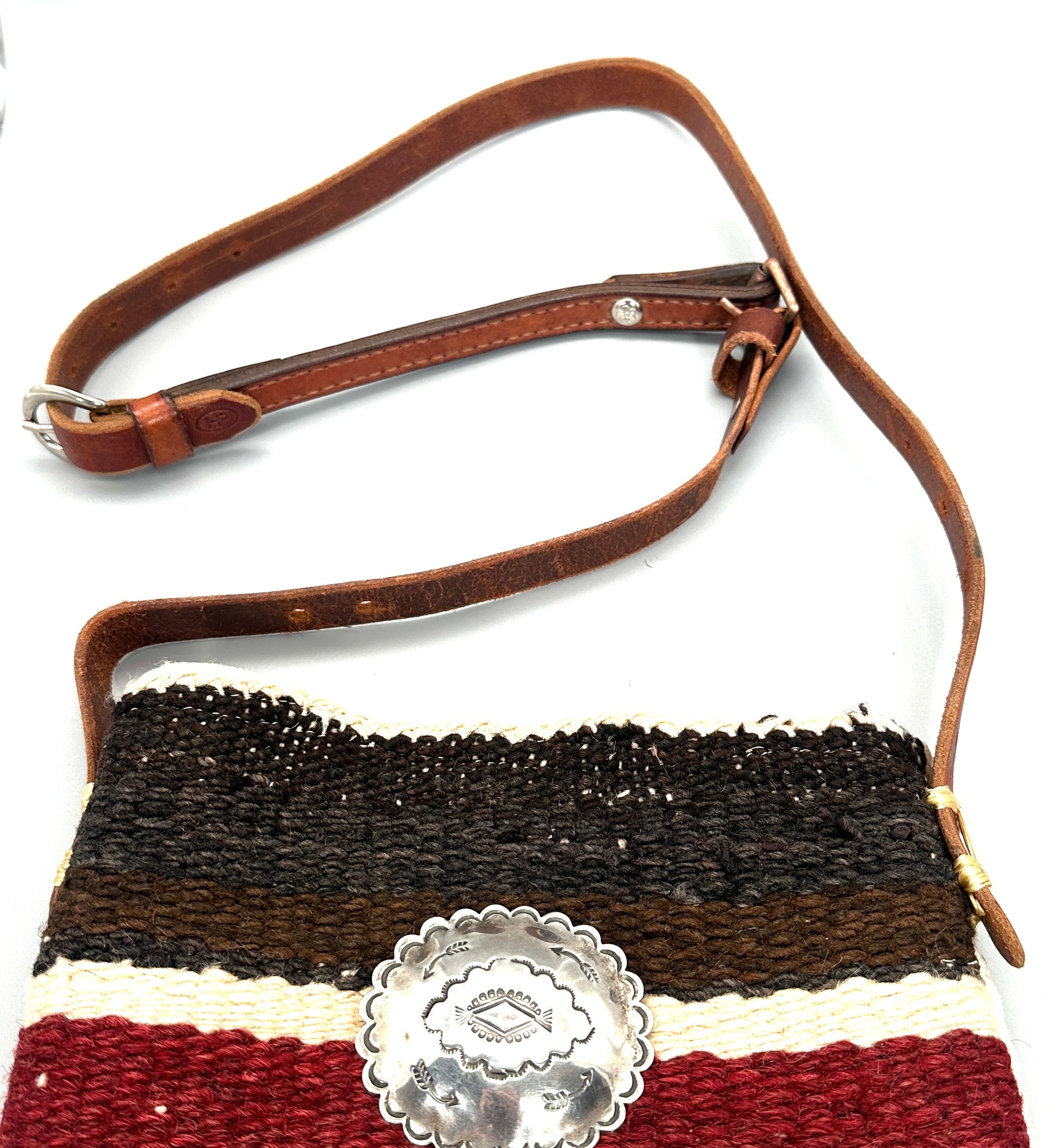 Pam Robbins Purse featuring a Navajo Weaving and Cotton Bank Bag With a Sterling Silver Concho
