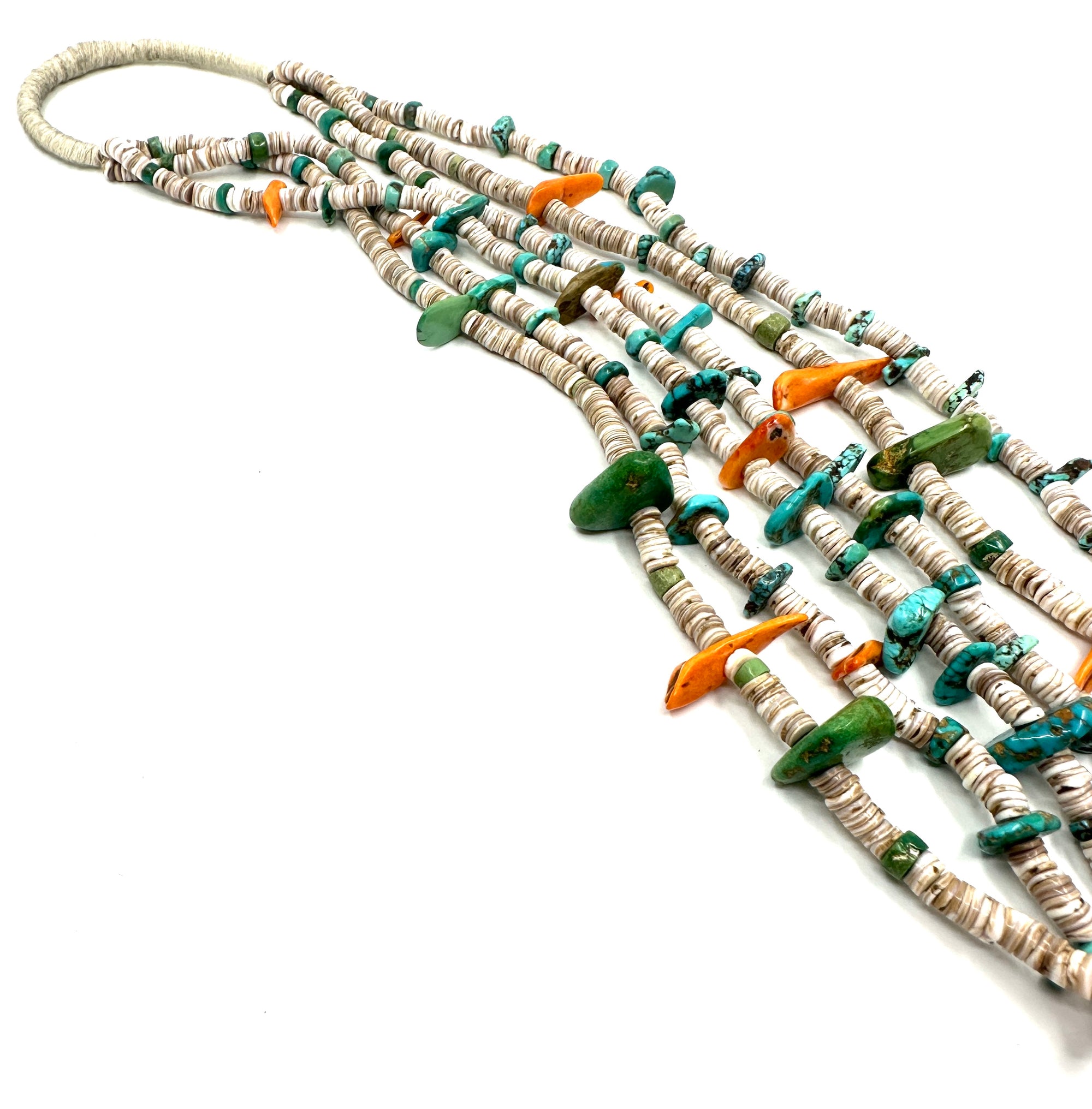 Vintage Santa Domingo 3 Strand Heishi and Tab Necklace