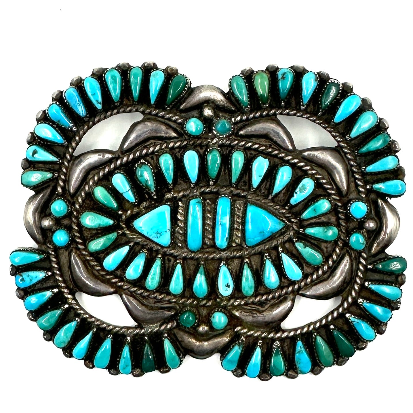 Vintage Cluster Pin with Blue Green Turquoise
