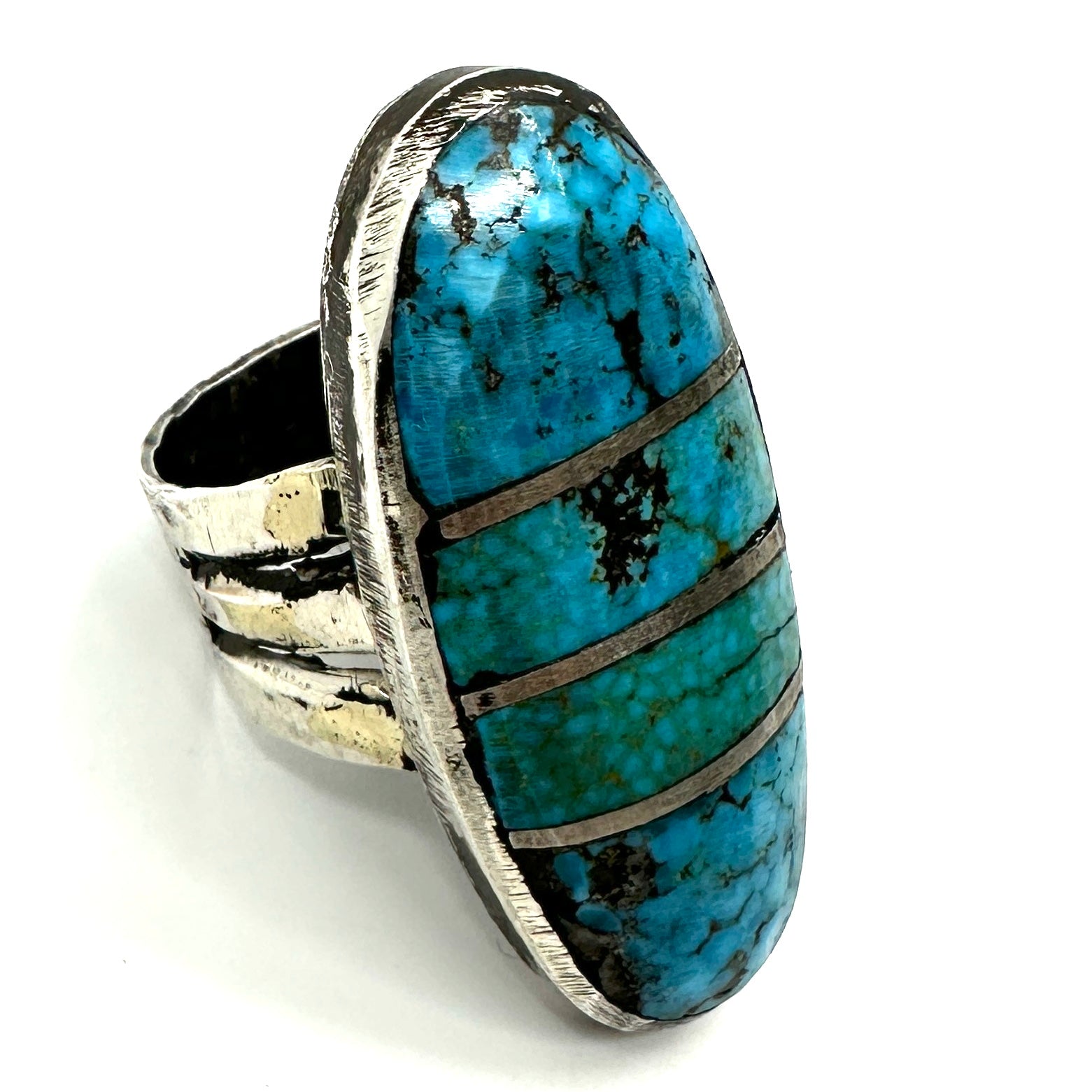 Jock Favour Silver and Turquoise Inlay Ring