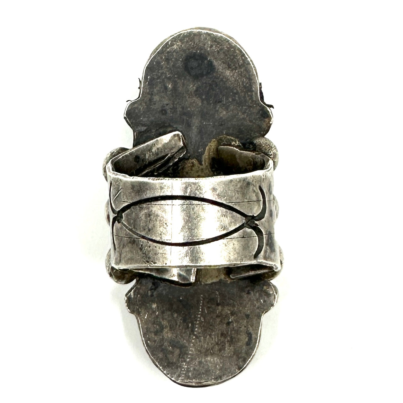 Jock Favour Turquoise and Jet Split Shank Silver Ring