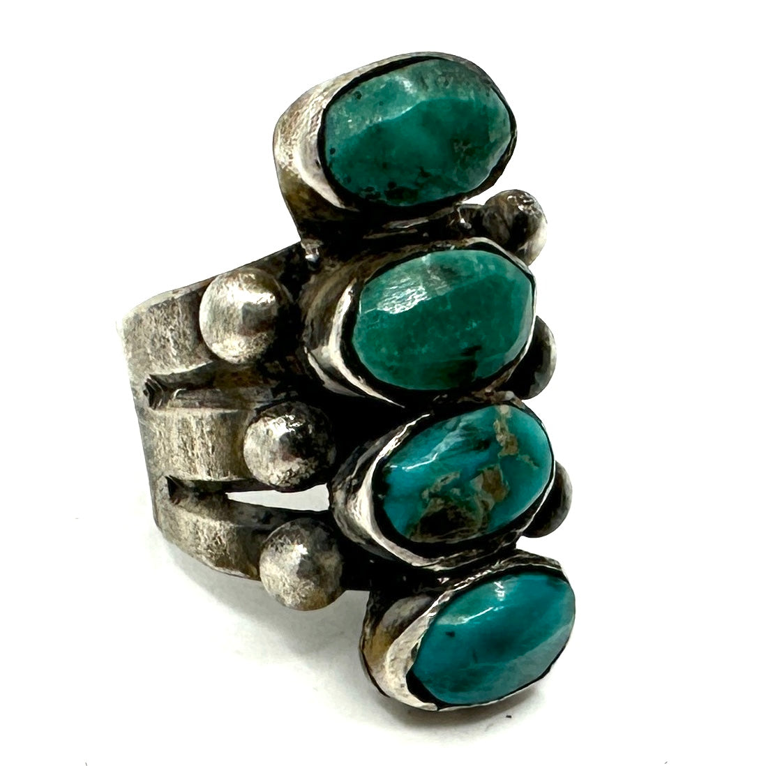 Jock Favour Split Shank Ring with 4 Turquoise Cabs