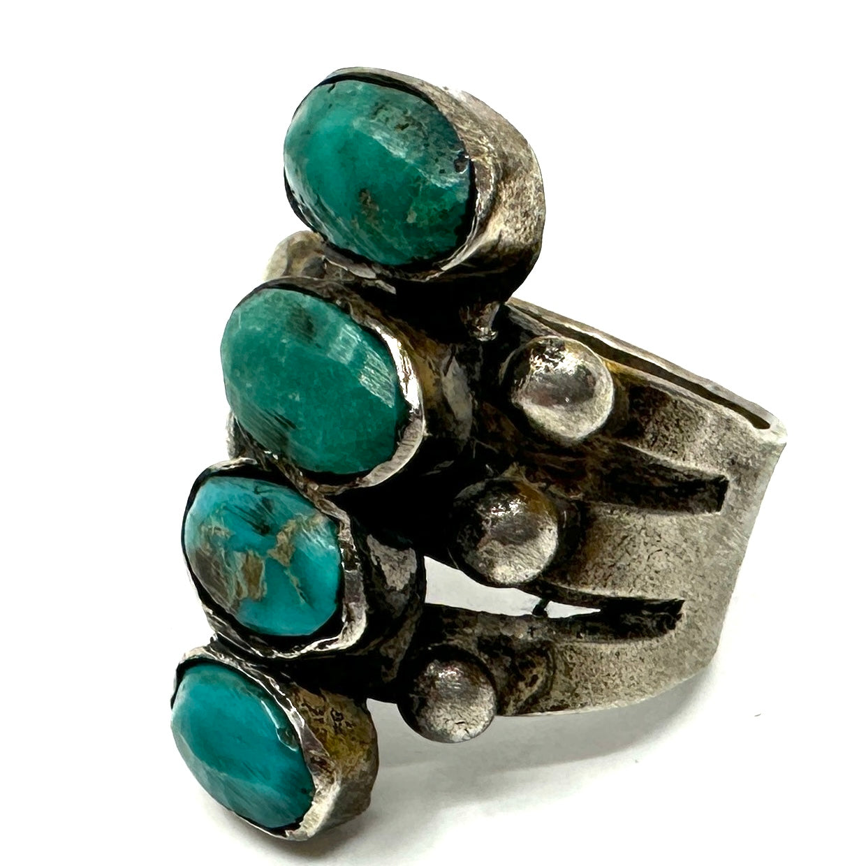 Jock Favour Split Shank Ring with 4 Turquoise Cabs
