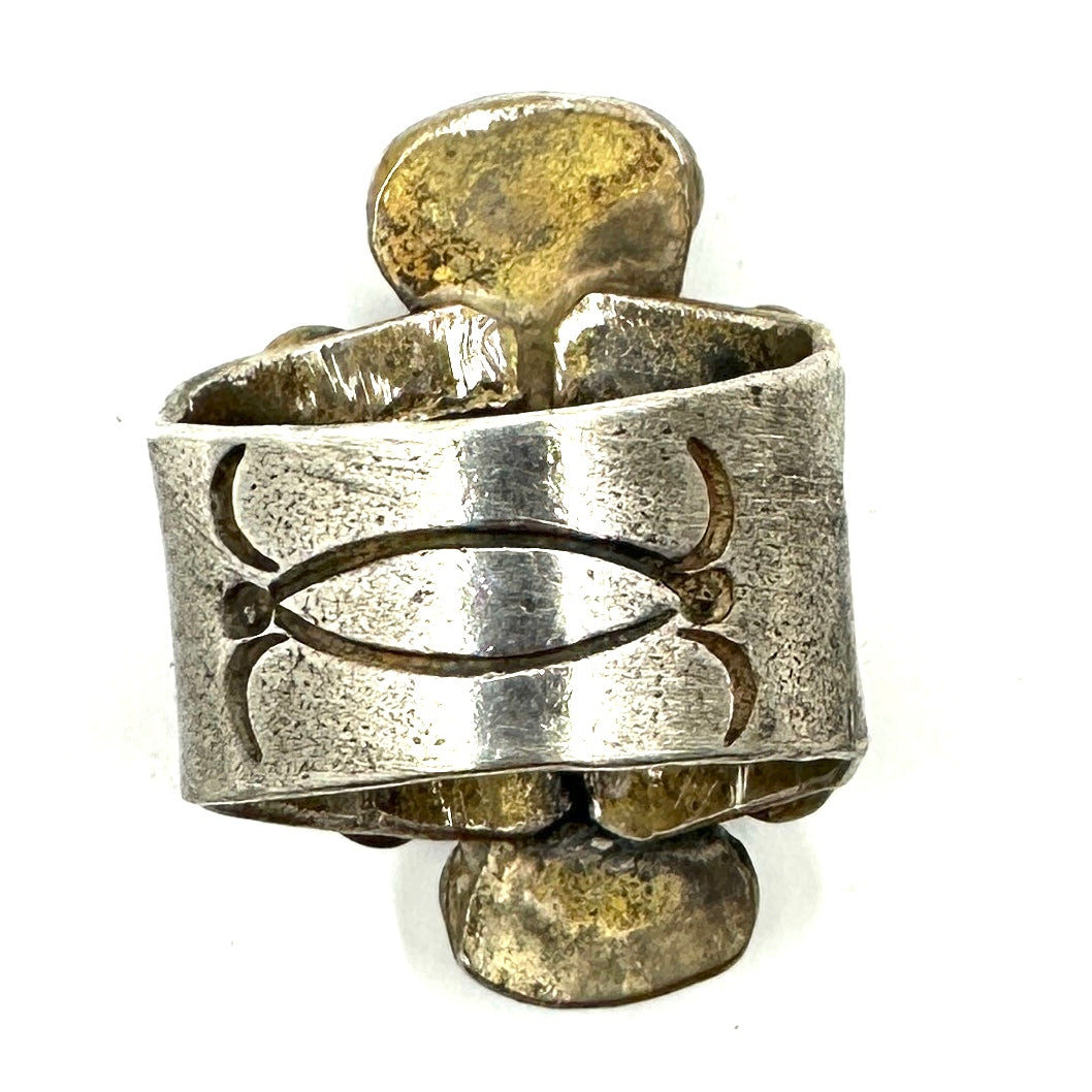 Jock Favour Split Shank Ring with 4 Turquoise Cabs