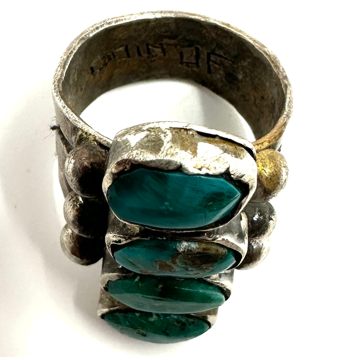Jock Favour Split Shank Ring with 4 Turquoise Cabs