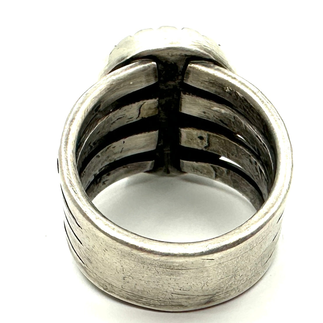 Coin Silver Split Shank Ring with Harcross Turquoise by Joe O'Neill (Falcon Trading Company)